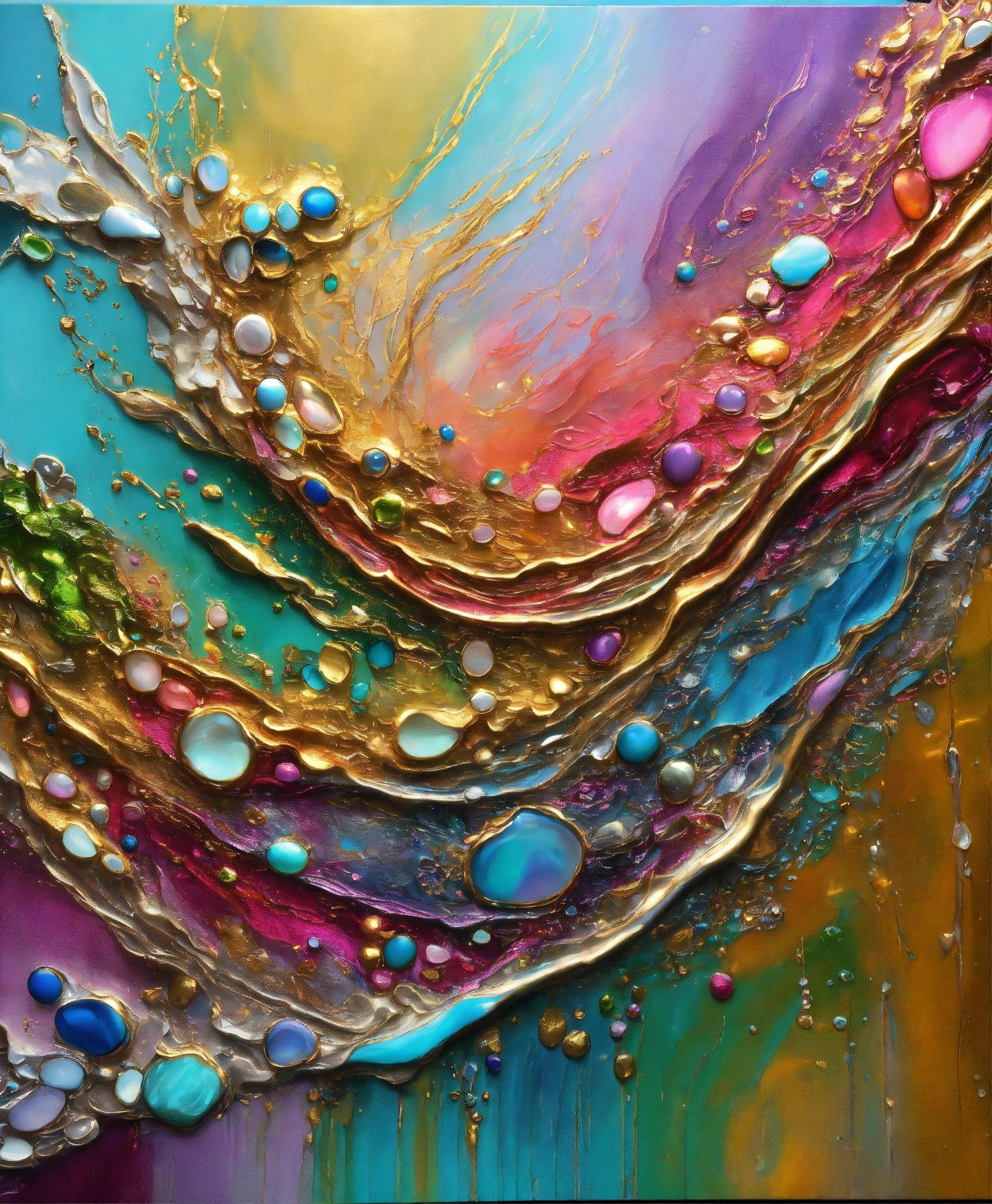 A Painting With Lots Of Bubbles On It