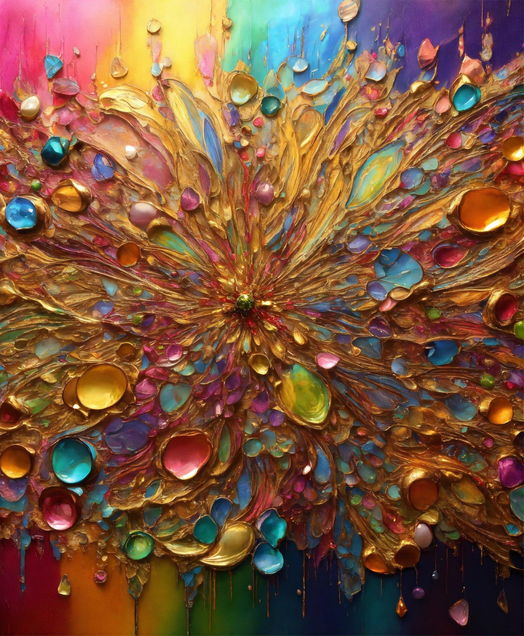 A Painting With Lots Of Drops Of Paint On It