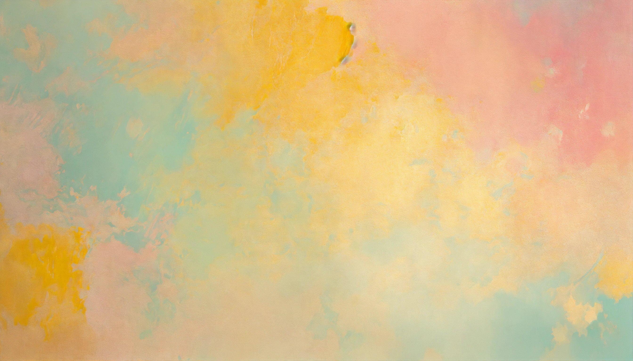 A Painting With Yellow And Pink Colors