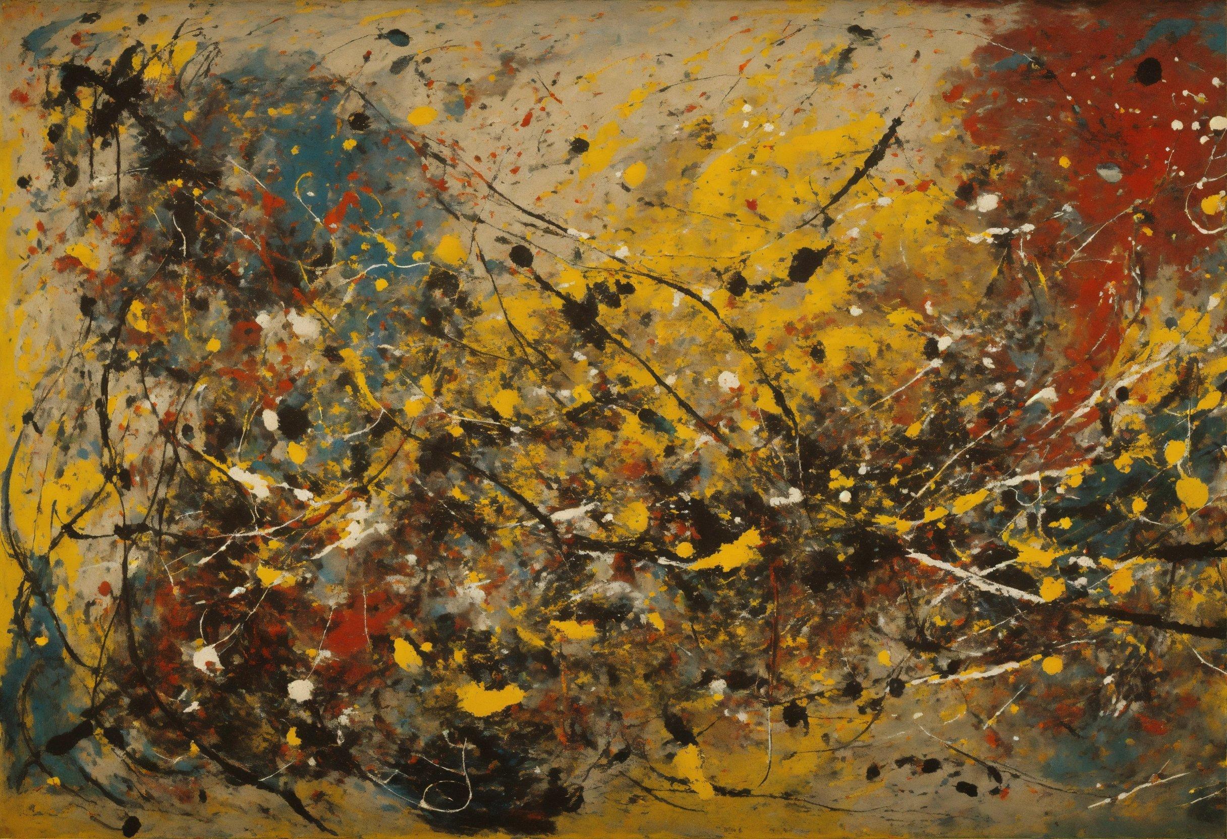 A Painting With Yellow, Red, And Blue Colors