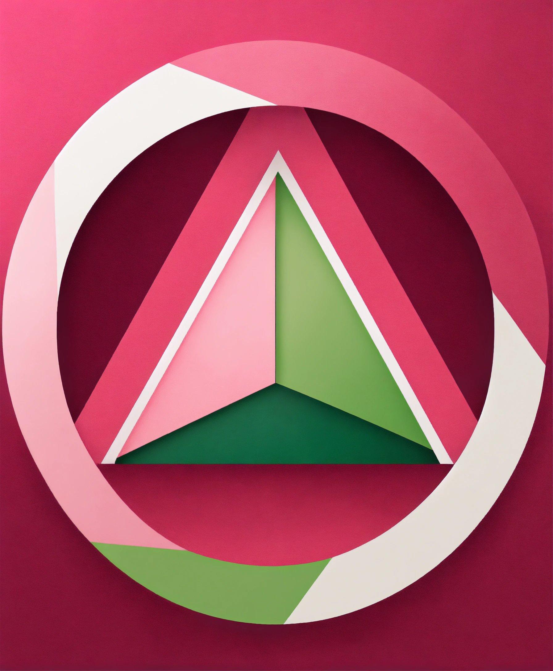 A Paper Cut Out Of A Pink And Green Triangle