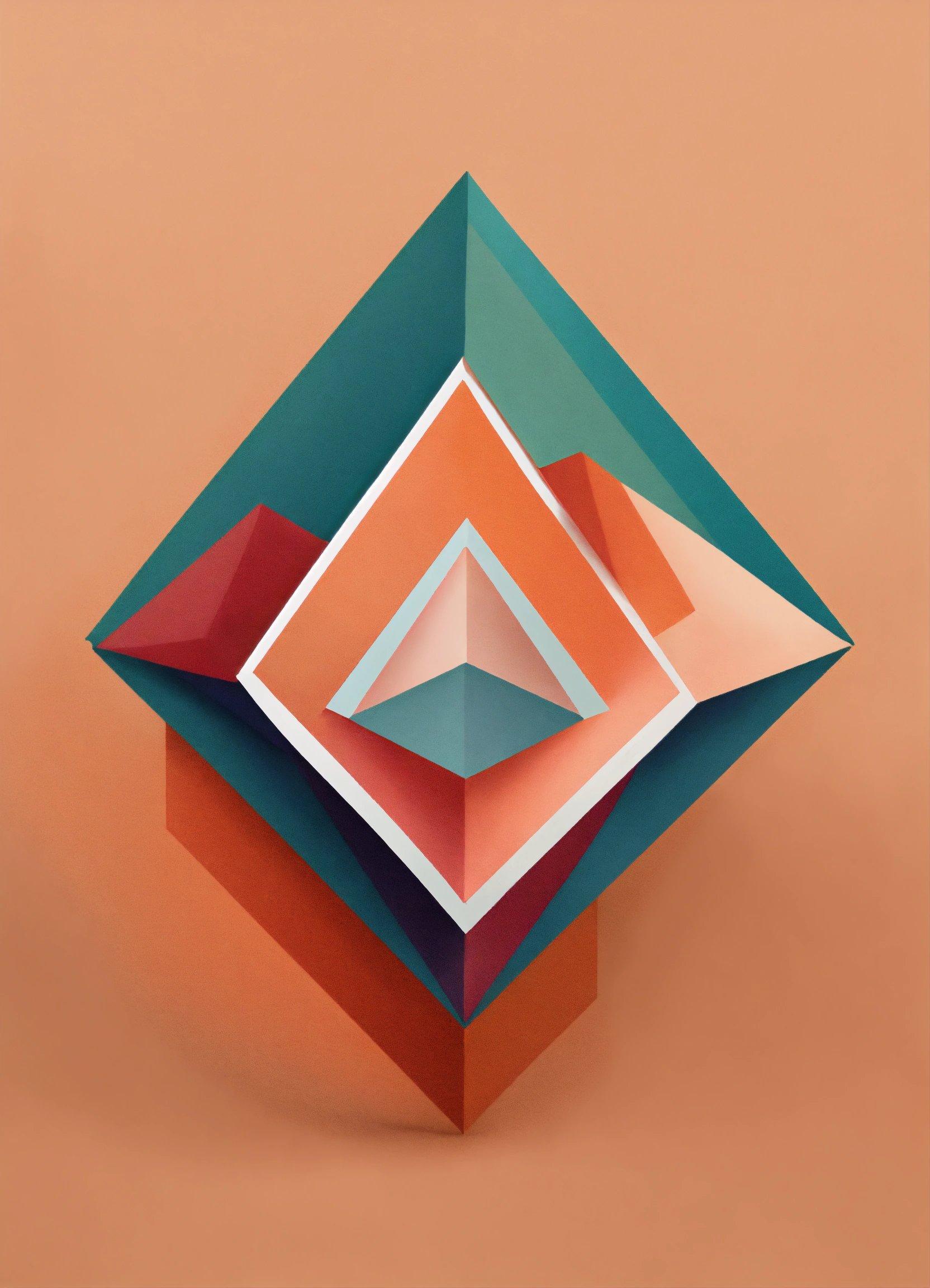 A Paper Sculpture Of A Diamond On An Orange Background