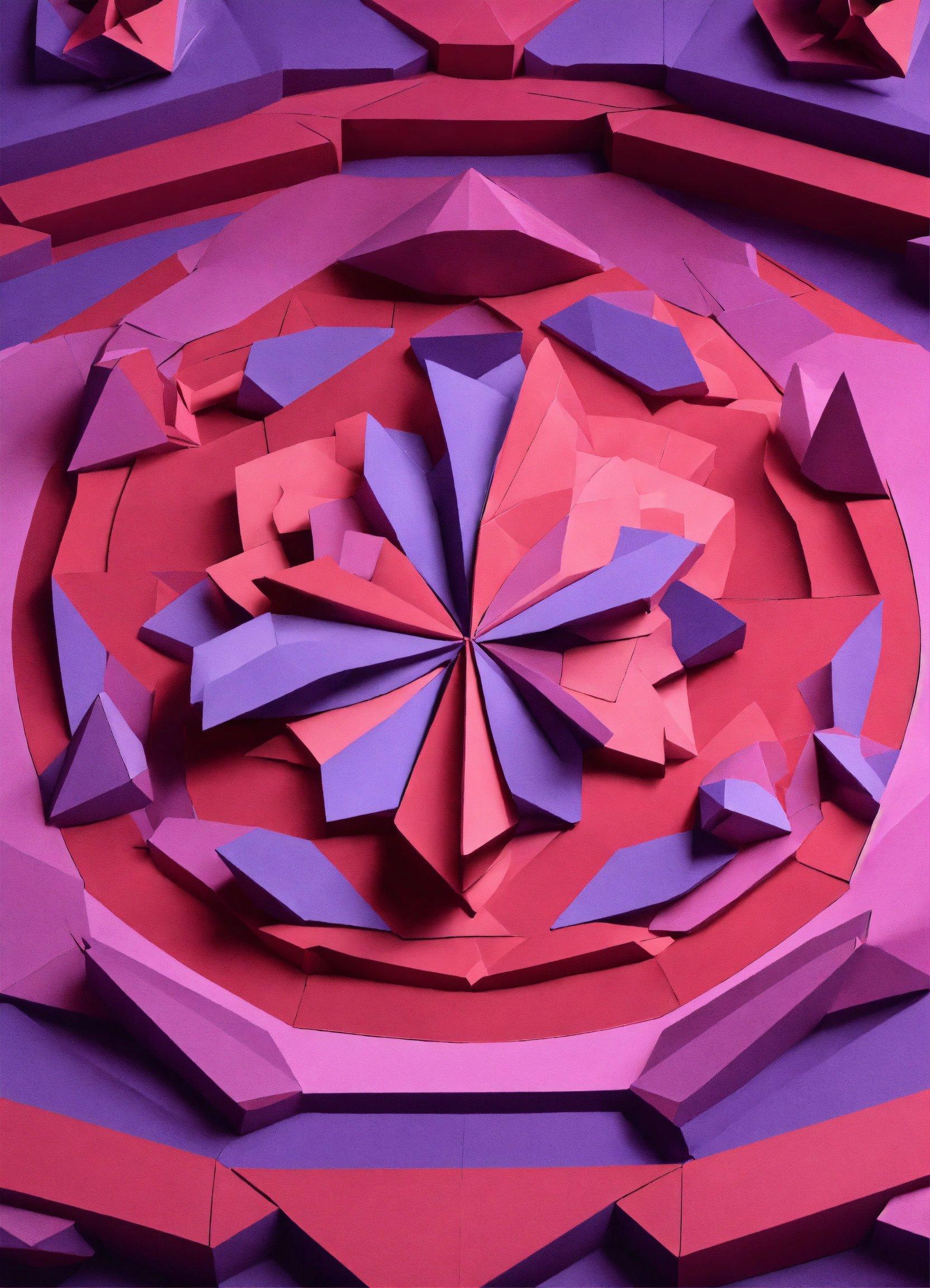 A Paper Sculpture Of A Flower On A Pink Background