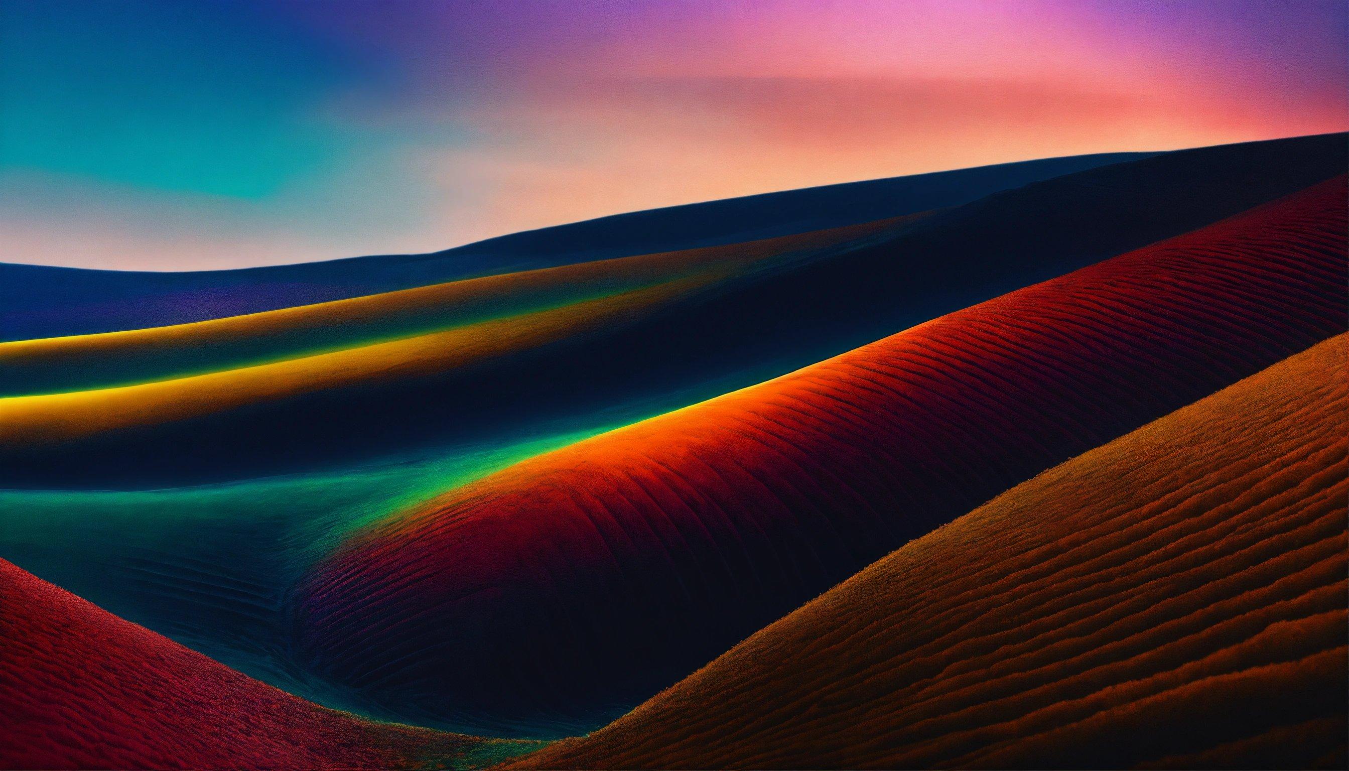 A Picture Of A Colorful Desert With A Sky In The Background