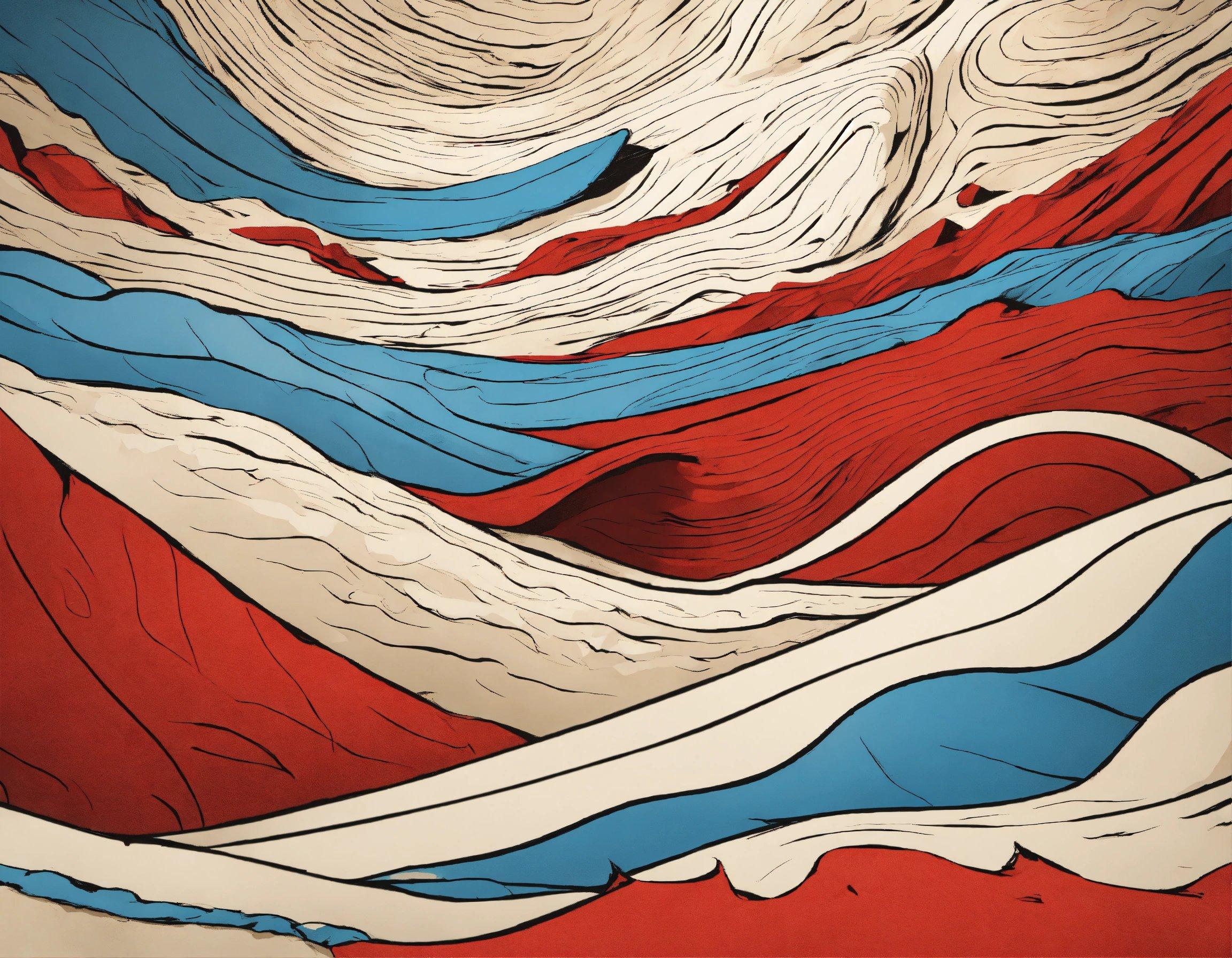 A Picture Of A Painting With Red, White, And Blue Colors