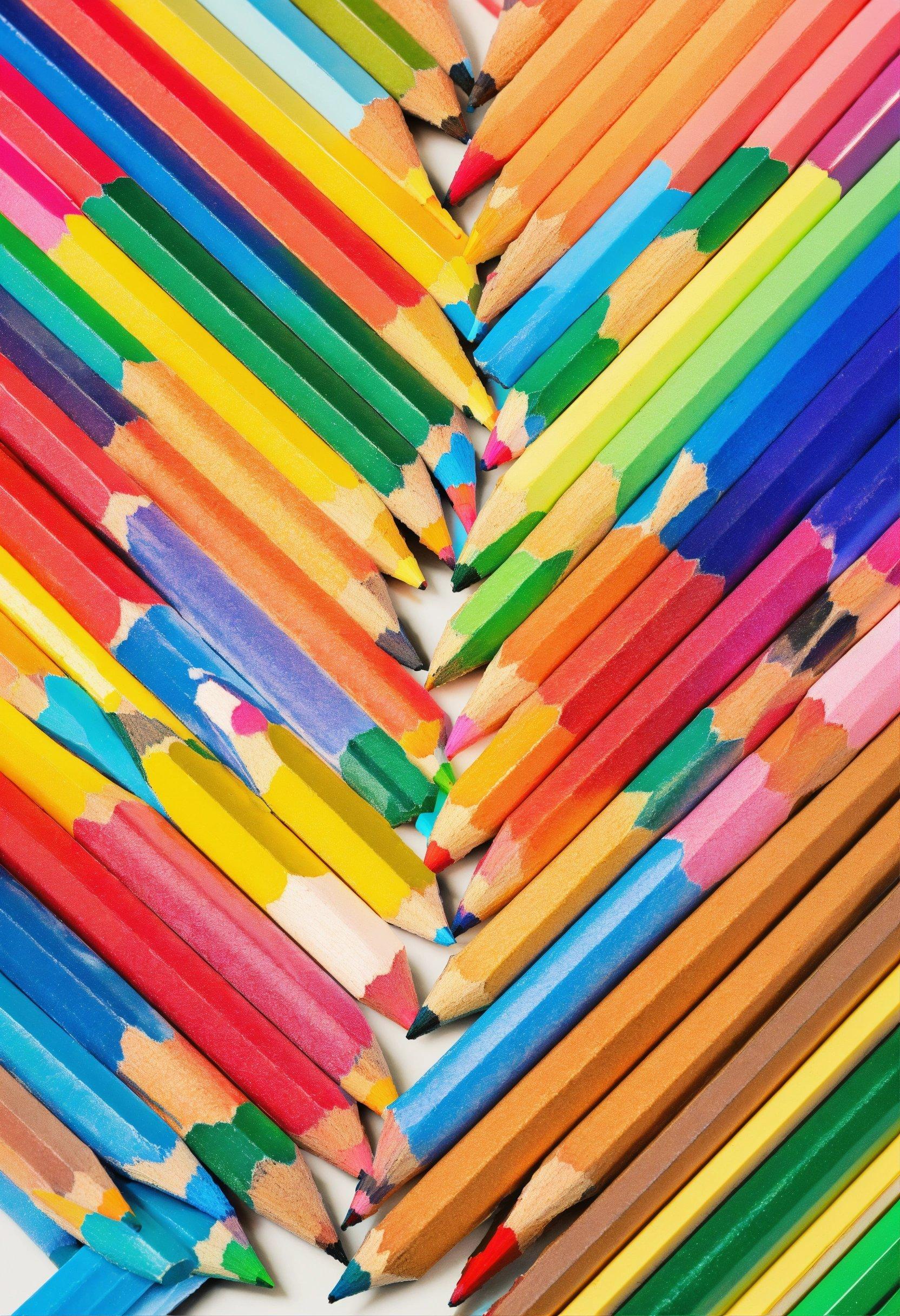 A Pile Of Colored Pencils With A White Background