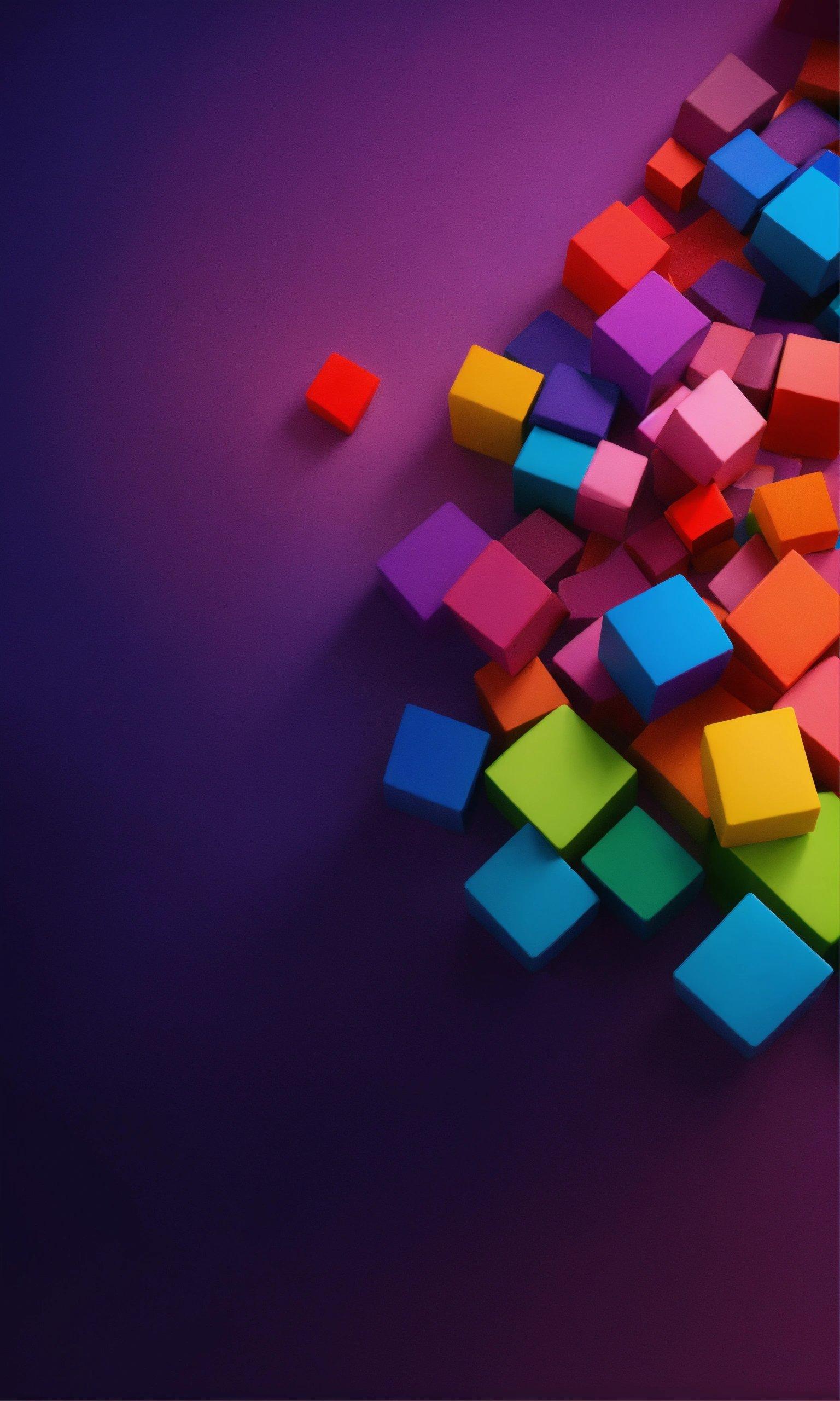 A Pile Of Colorful Blocks Sitting On Top Of A Purple Surface