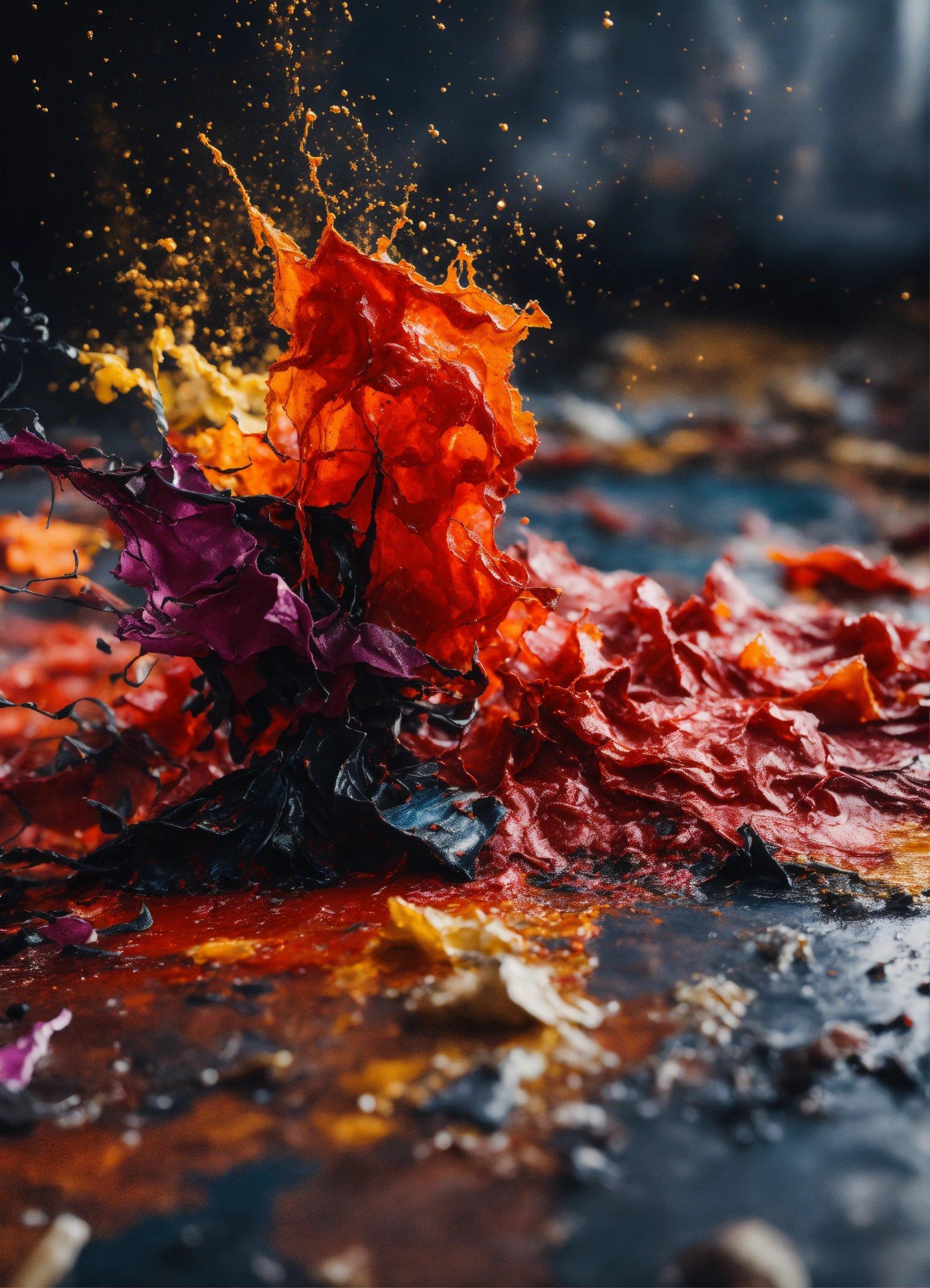 A Pile Of Orange And Purple Powder On Top Of A Table