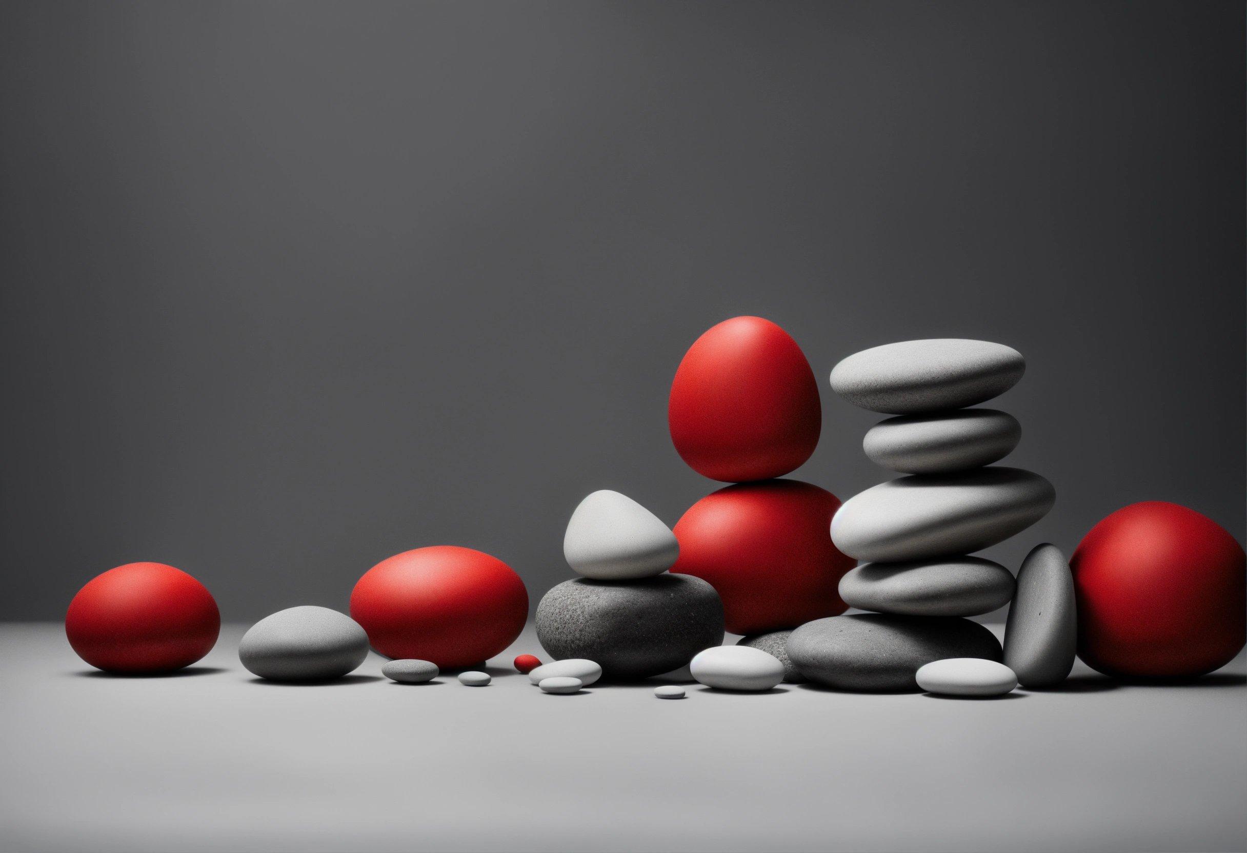 A Pile Of Rocks With Red And White Ones