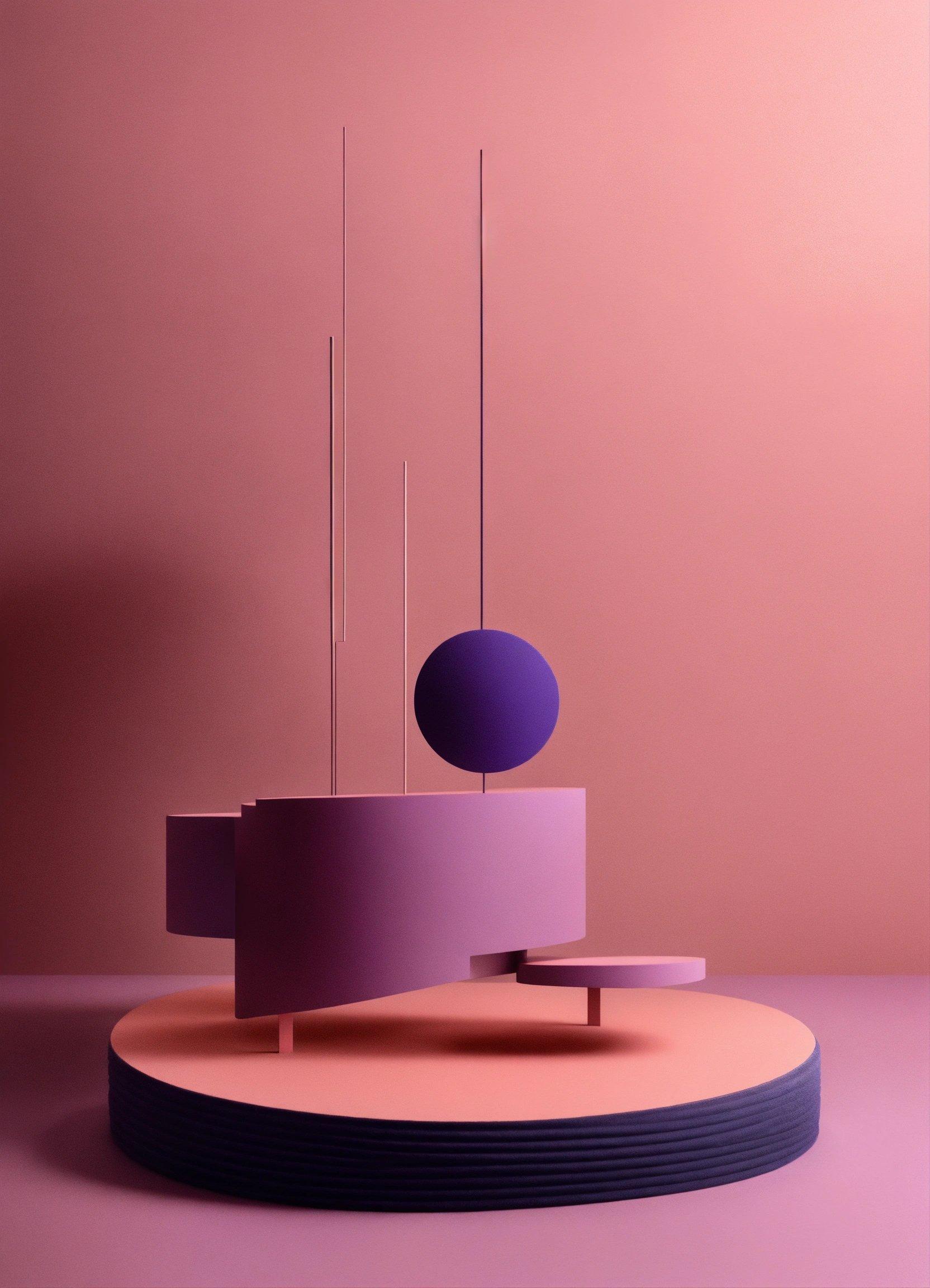 A Pink And Purple Sculpture On A Round Platform