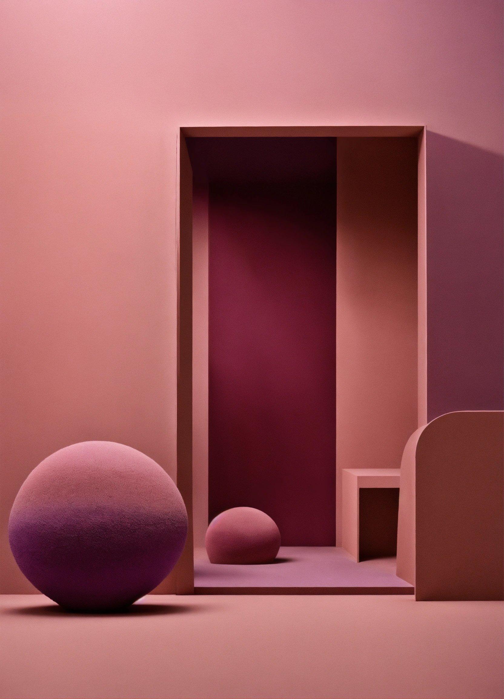 A Pink Room With A Ball And A Chair