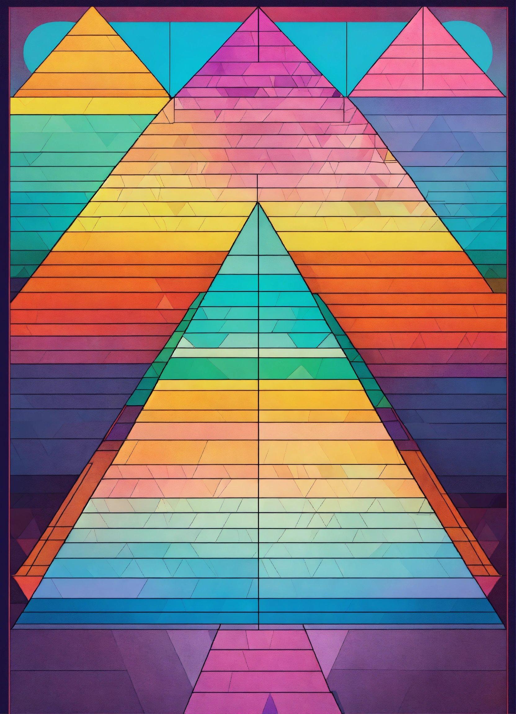 A Poster Of A Pyramid With Different Colors