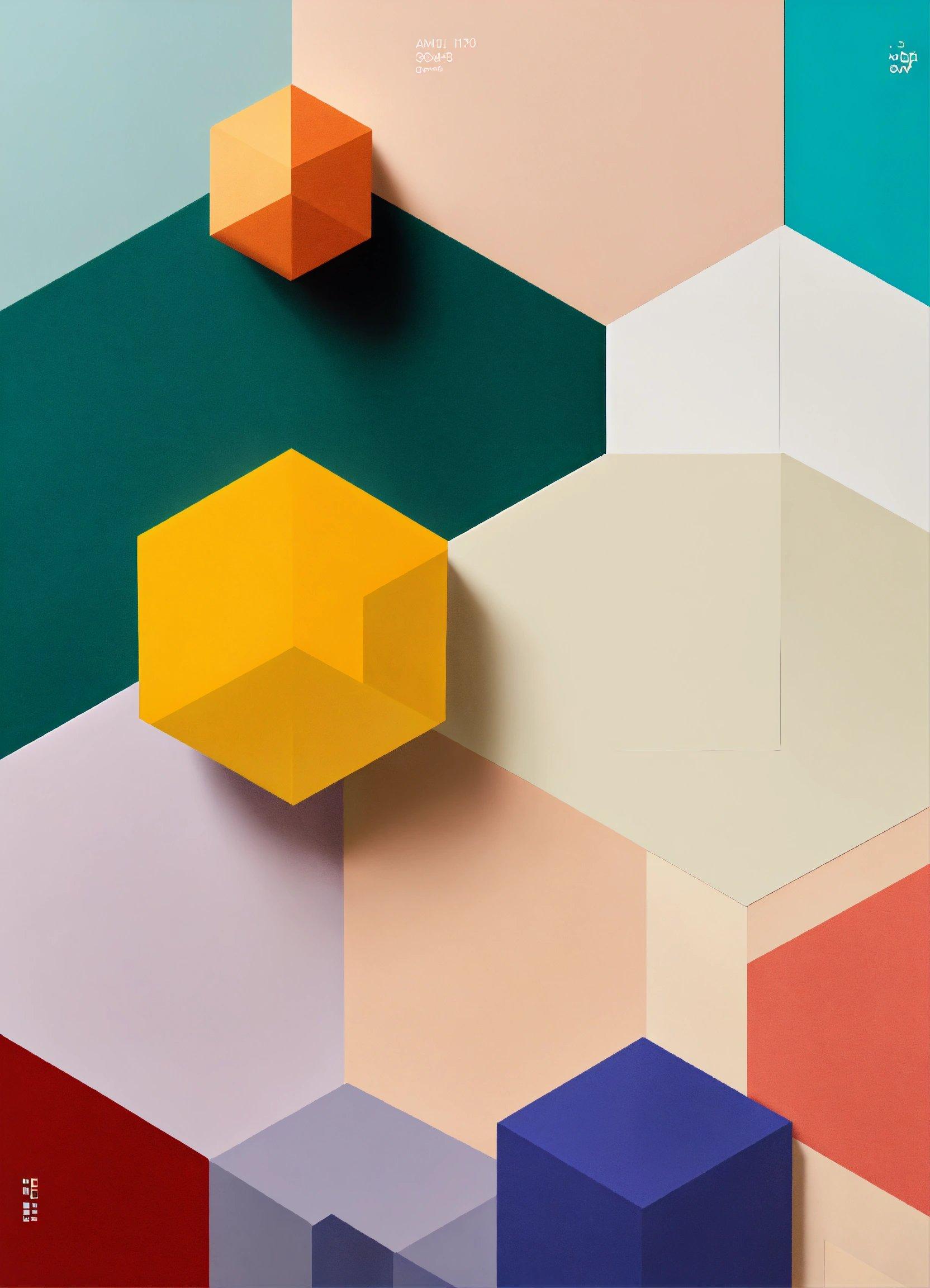 A Poster With A Colorful Geometric Design On It