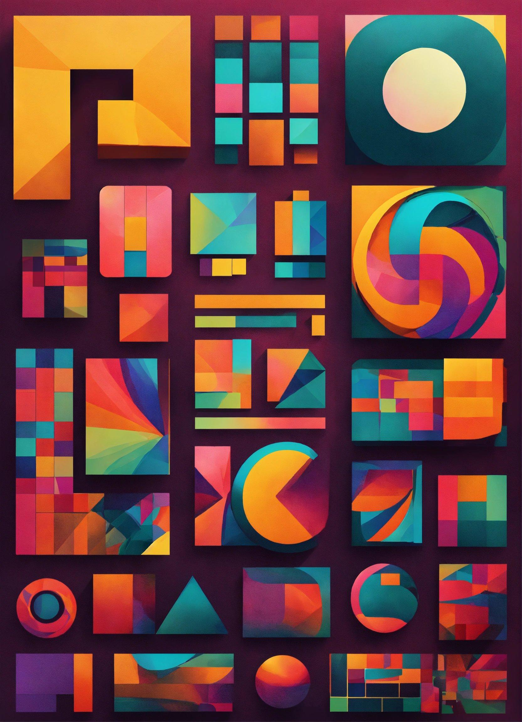 A Poster With Different Shapes And Colors