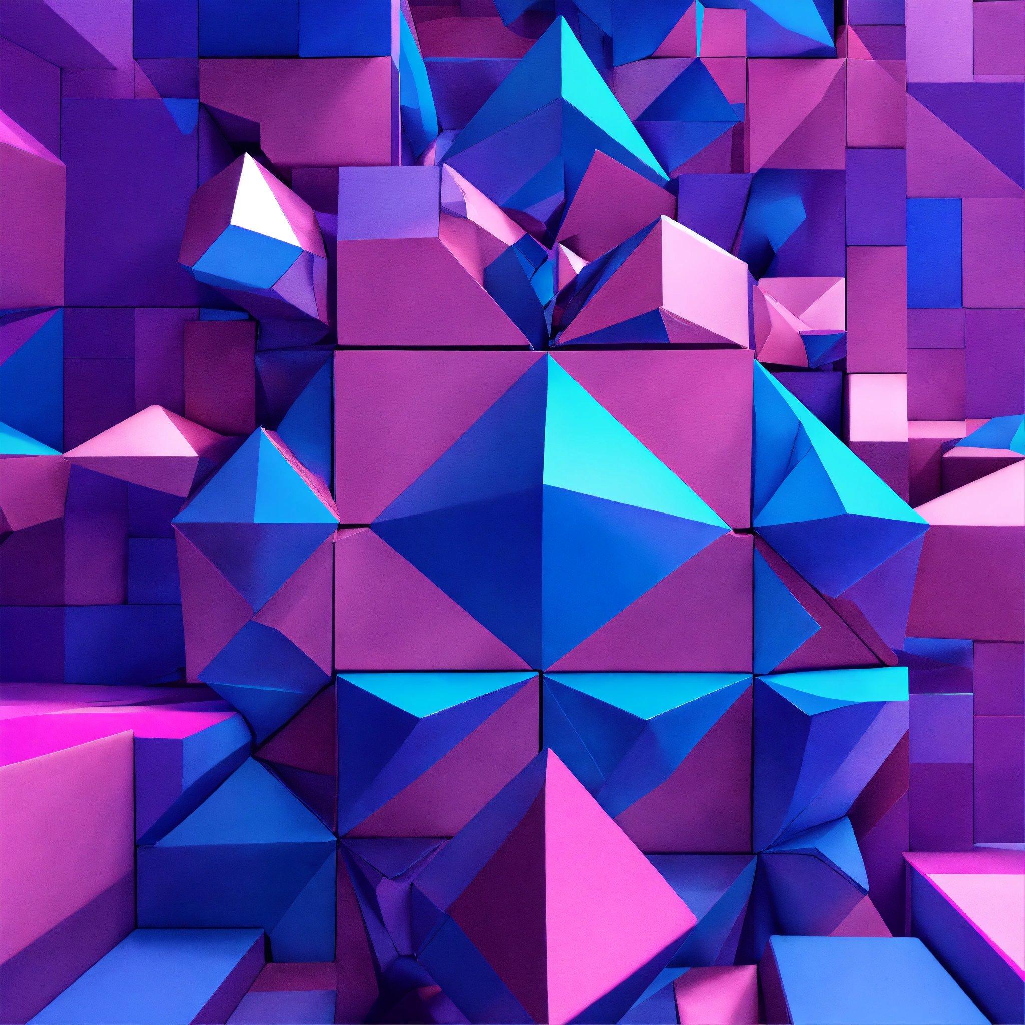 A Purple And Blue Abstract Background With A Lot Of Cubes