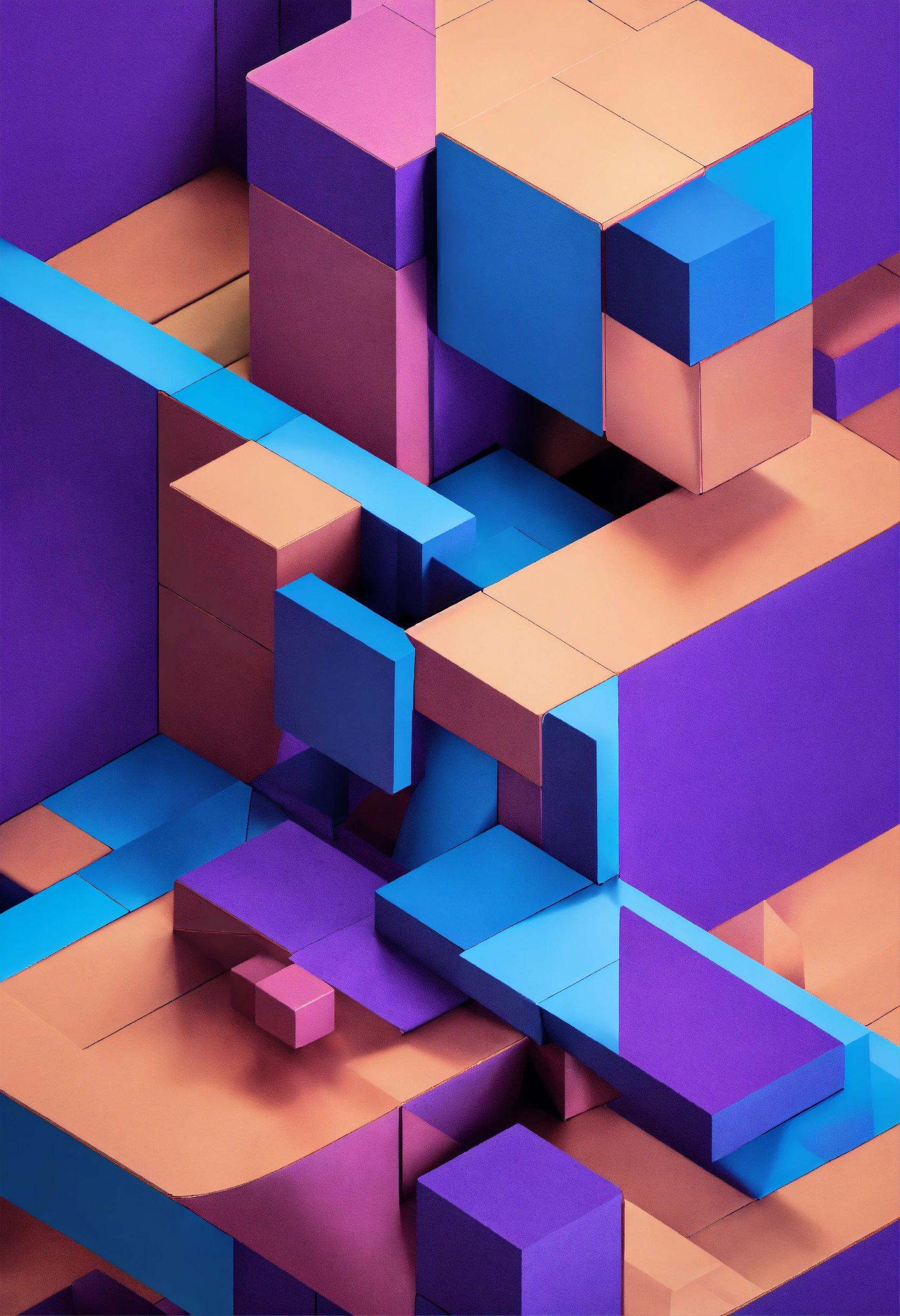 A Purple And Blue Abstract Background With Blocks