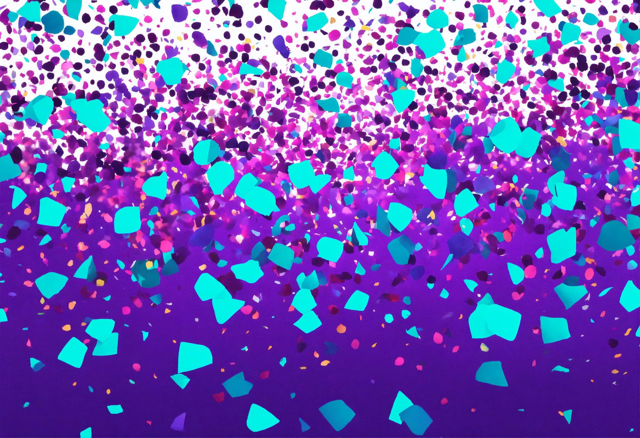 A Purple And Blue Abstract Background With Confetti