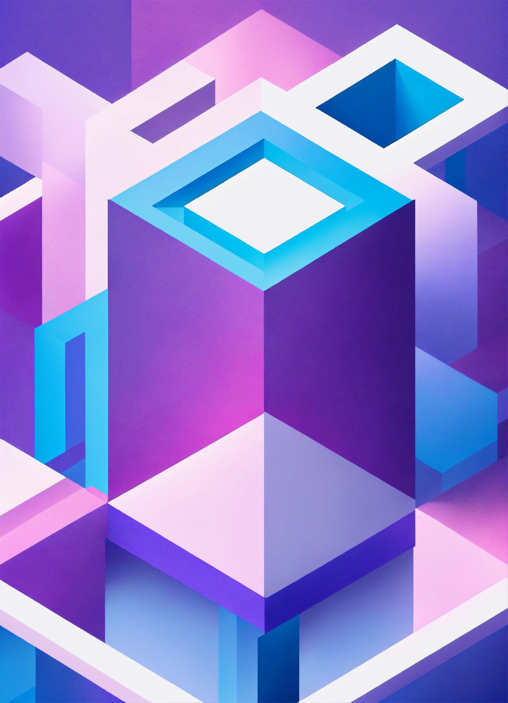 A Purple And Blue Abstract Background With Squares And Rectangles