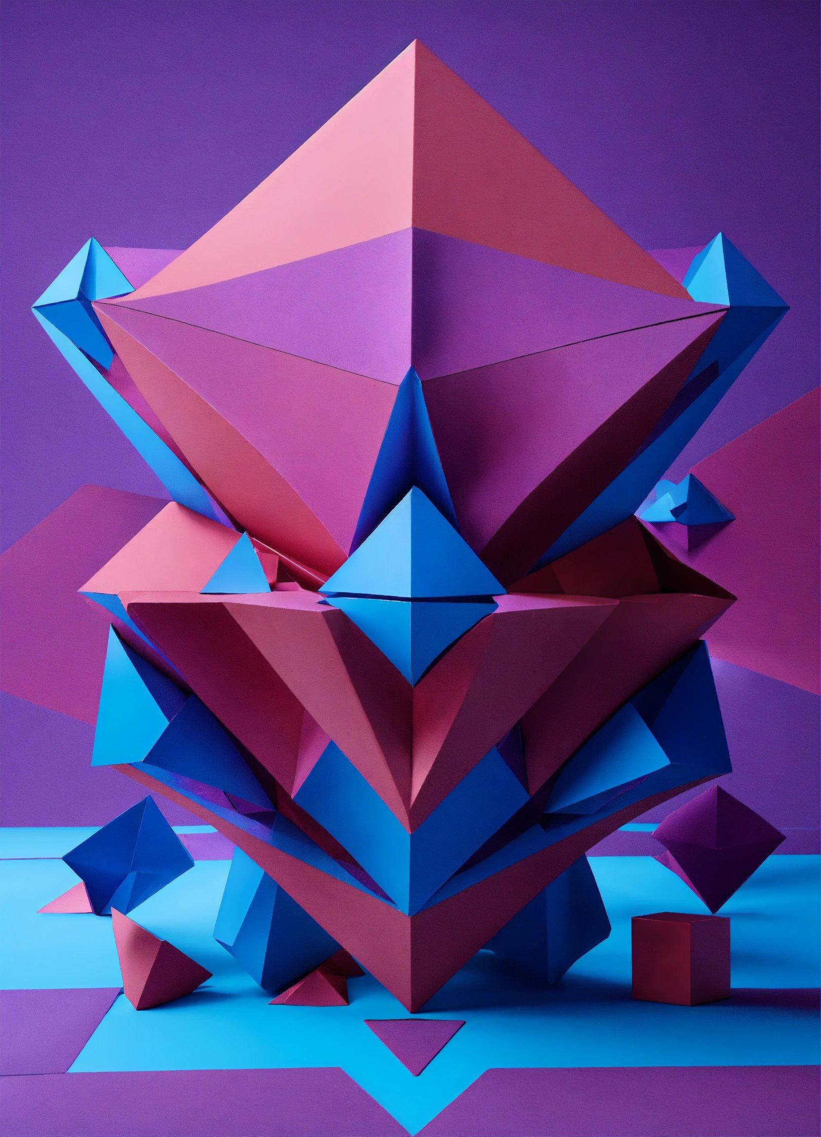 A Purple And Blue Abstract Sculpture On A Purple Background