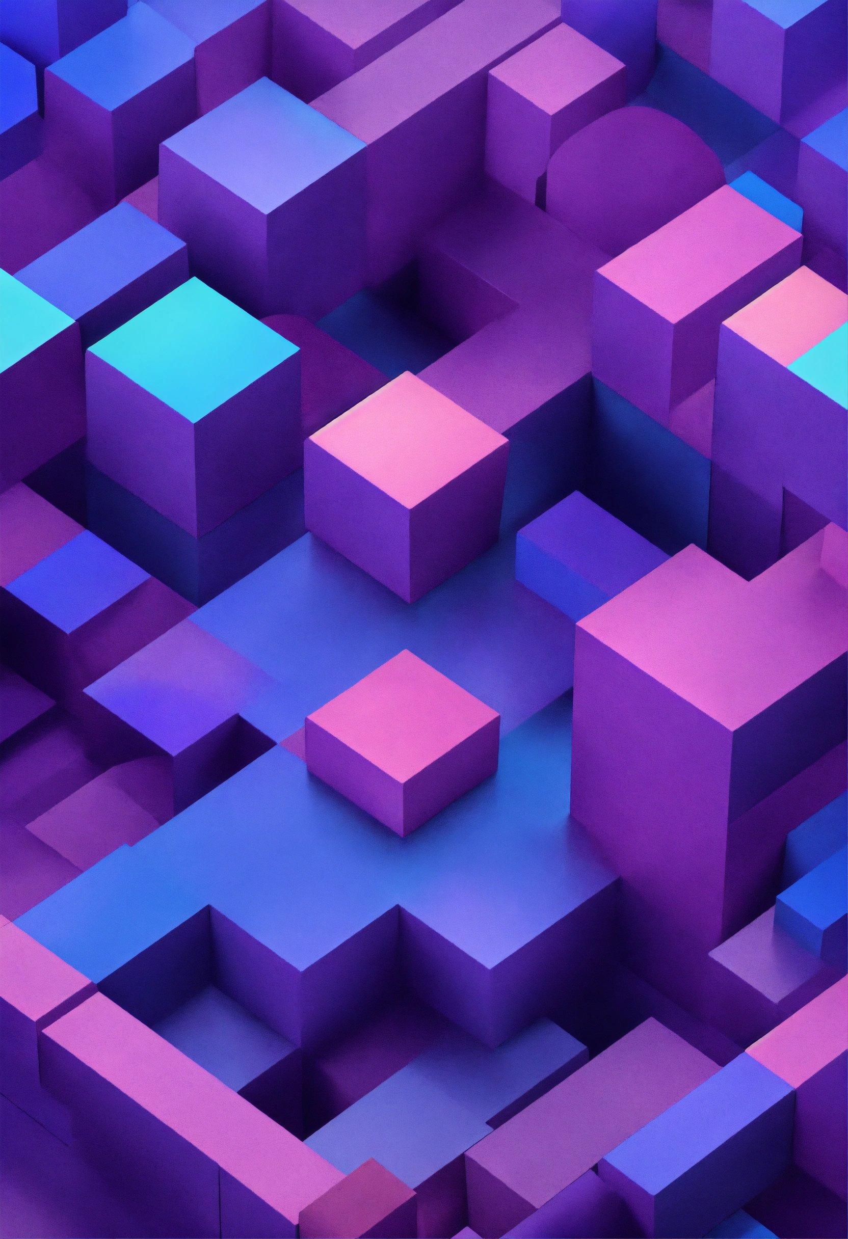 A Purple And Blue Background With Squares And Rectangles