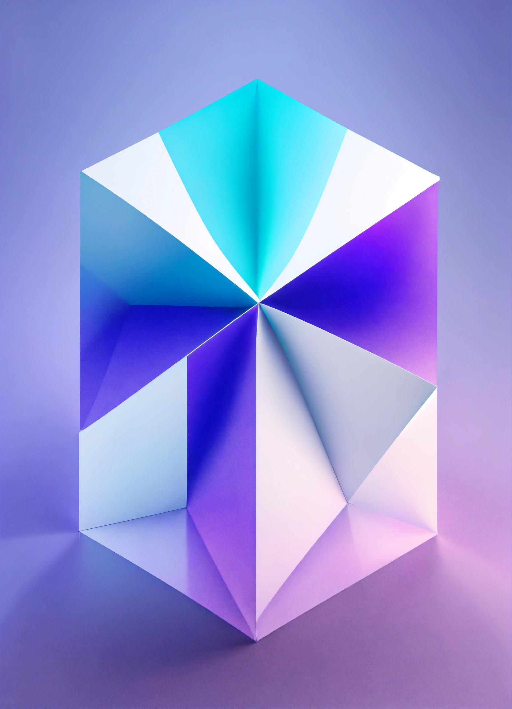 A Purple And Blue Cube On A Purple Background