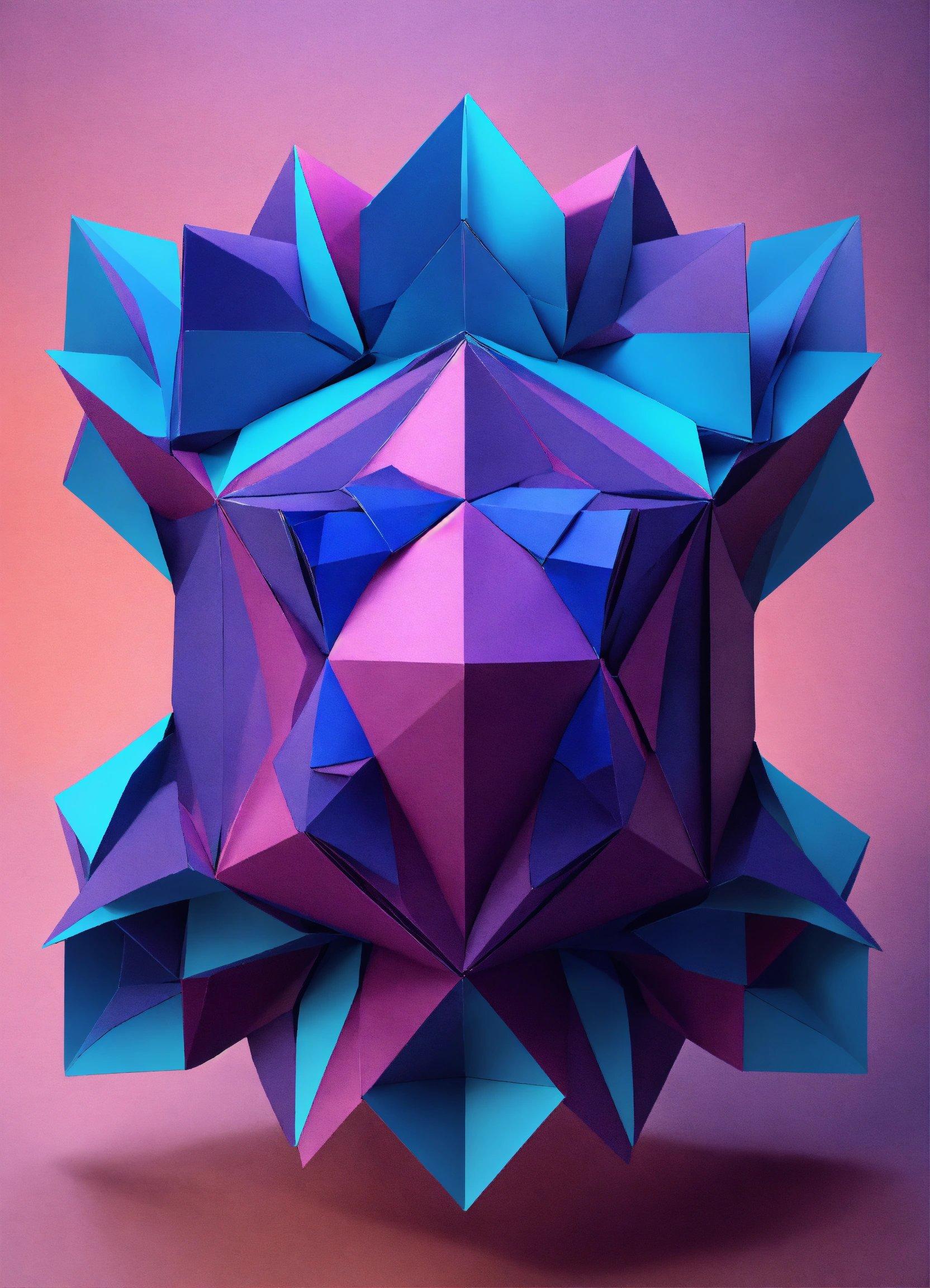 A Purple And Blue Object With A Pink Background