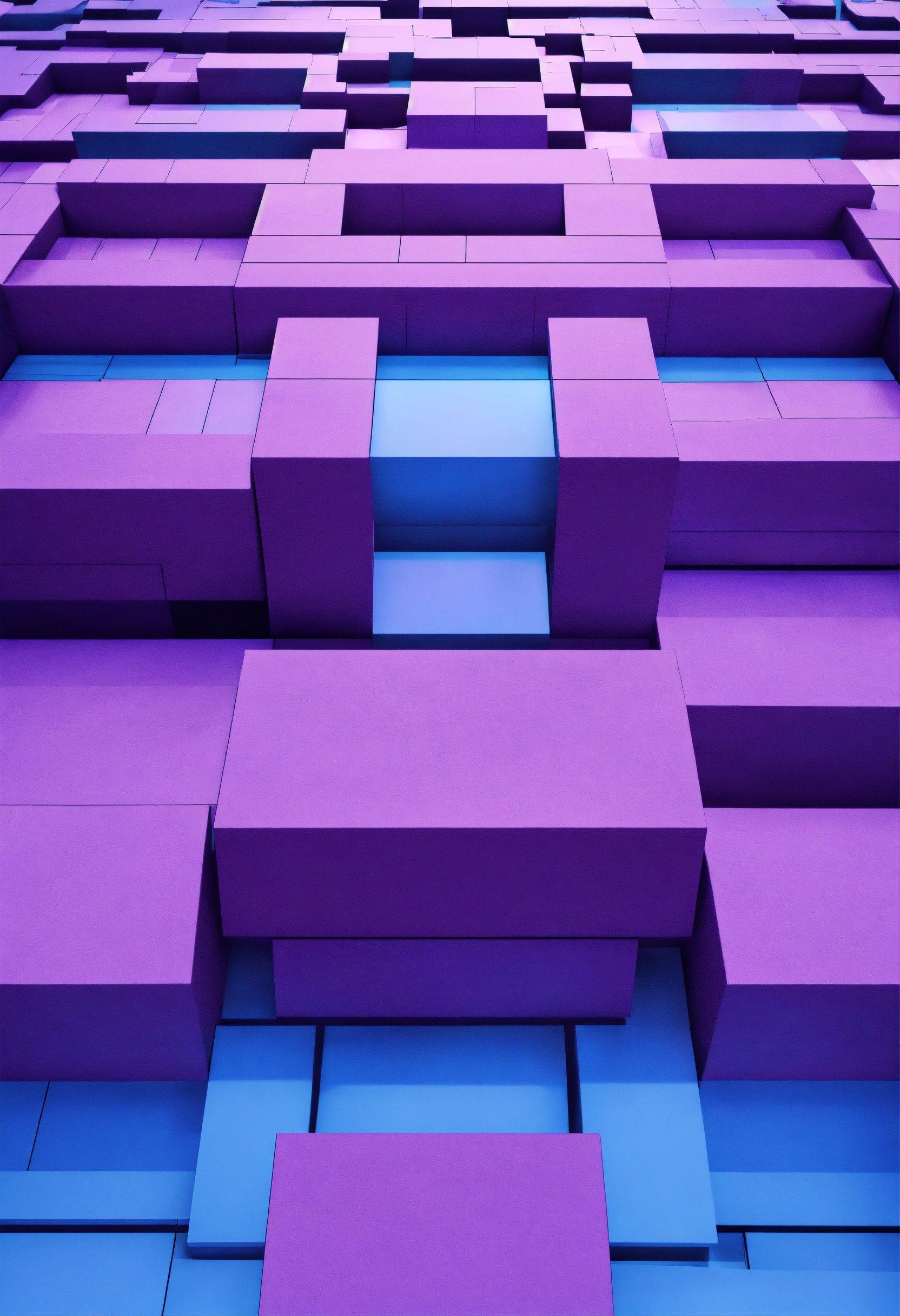 A Purple And Blue Pattern With Squares And Rectangles