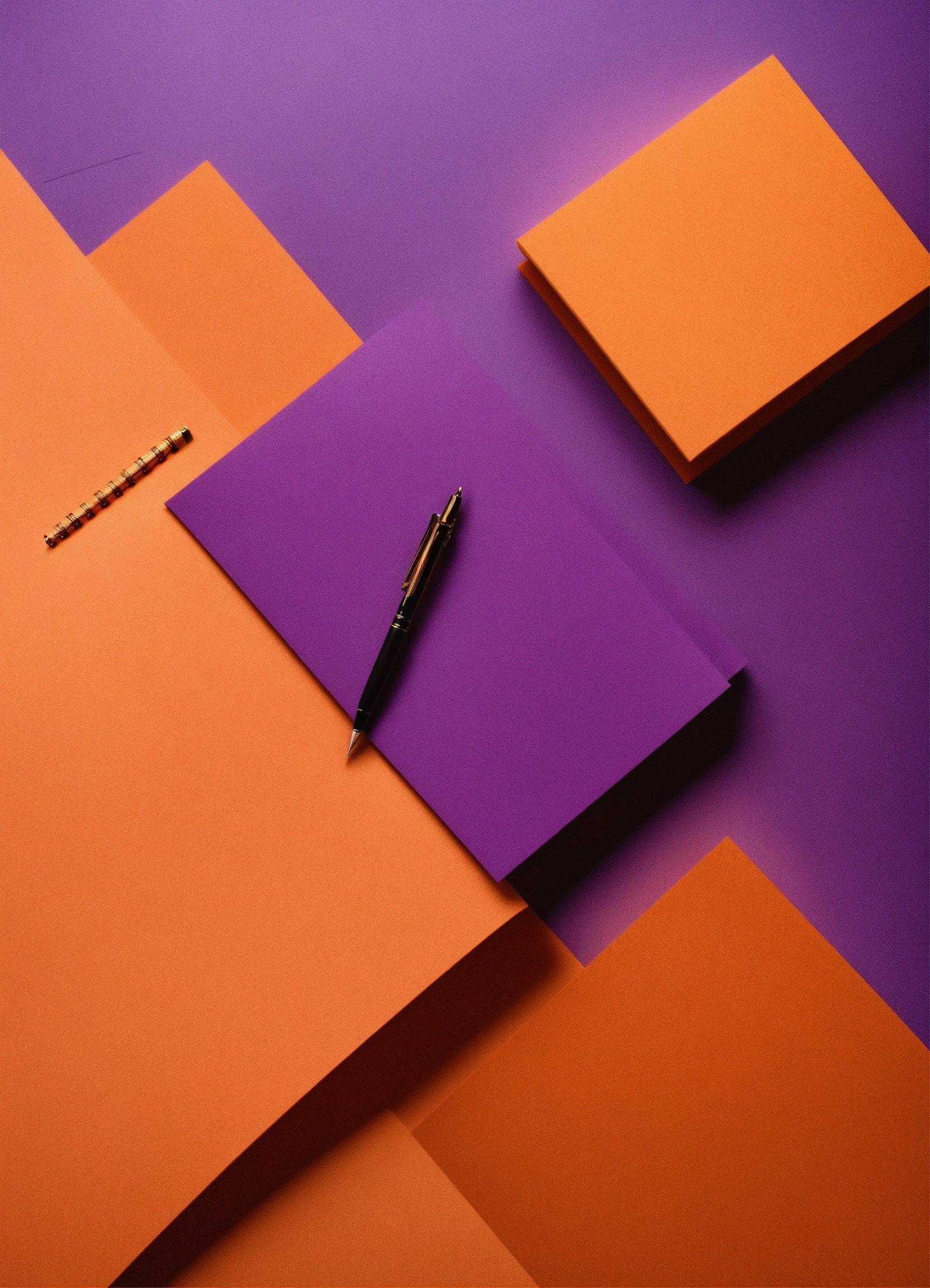 A Purple And Orange Notebook With A Pen On Top Of It