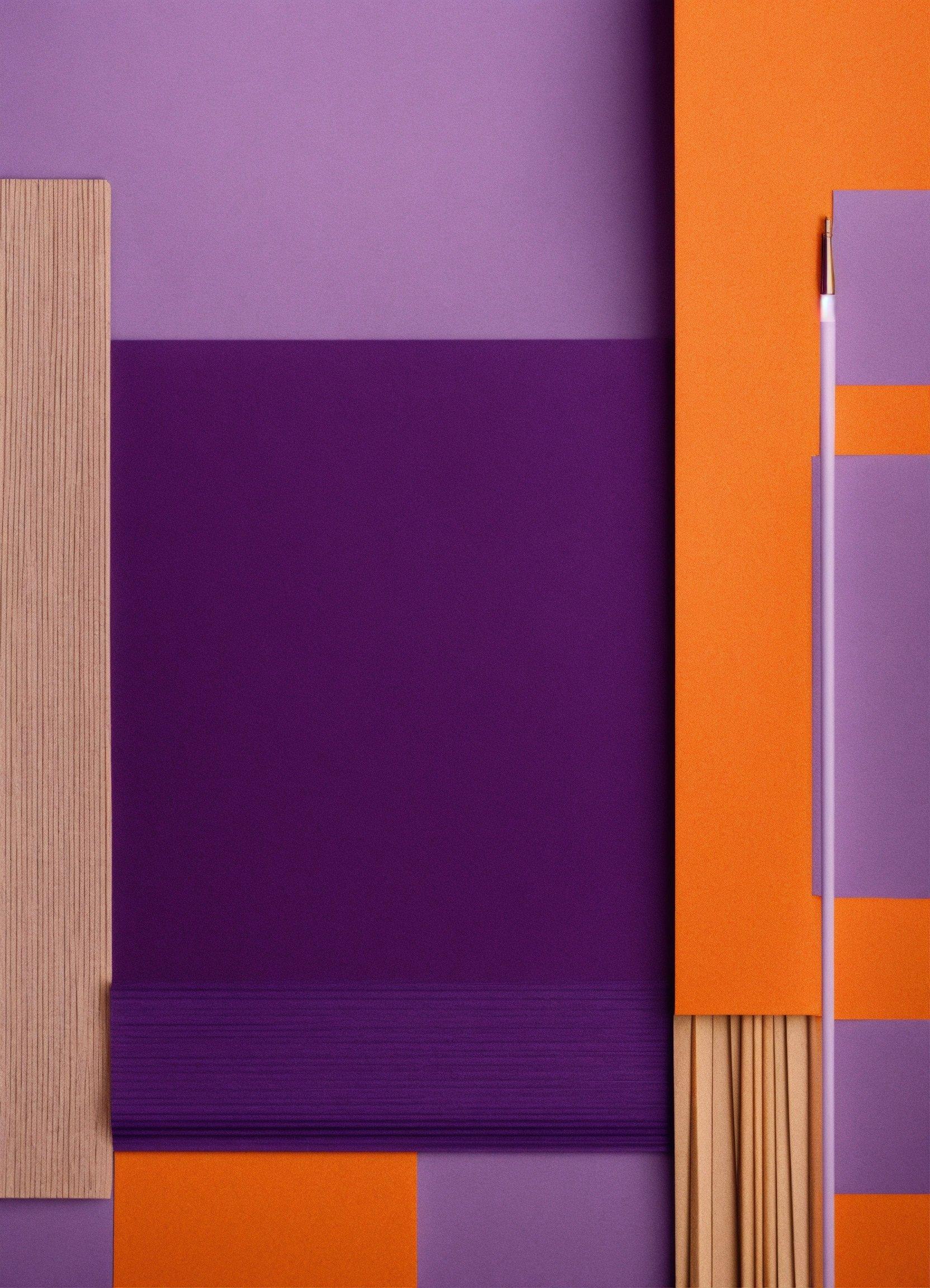 A Purple And Orange Wall With A Pencil