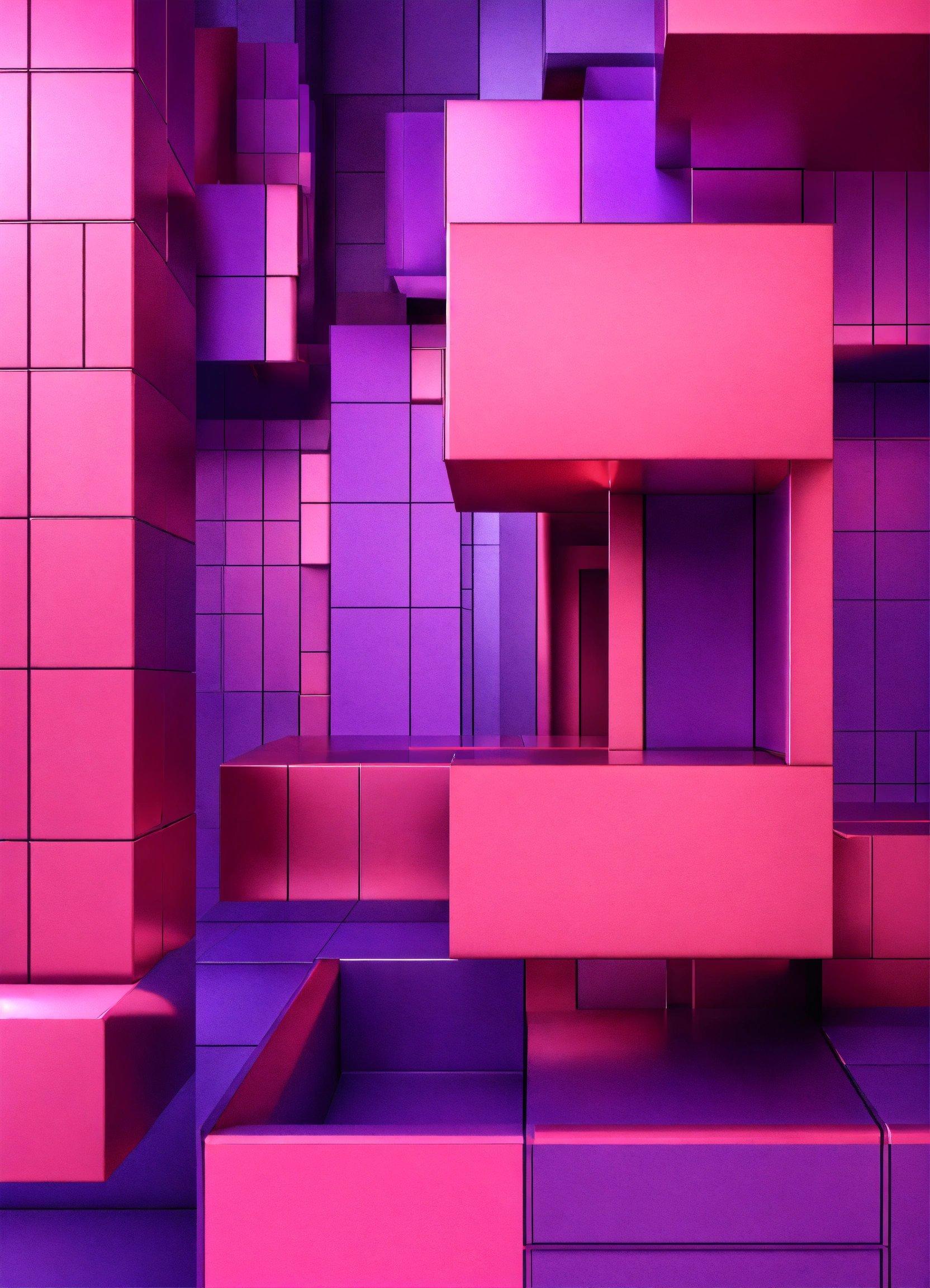 A Purple And Pink Abstract Background With Cubes