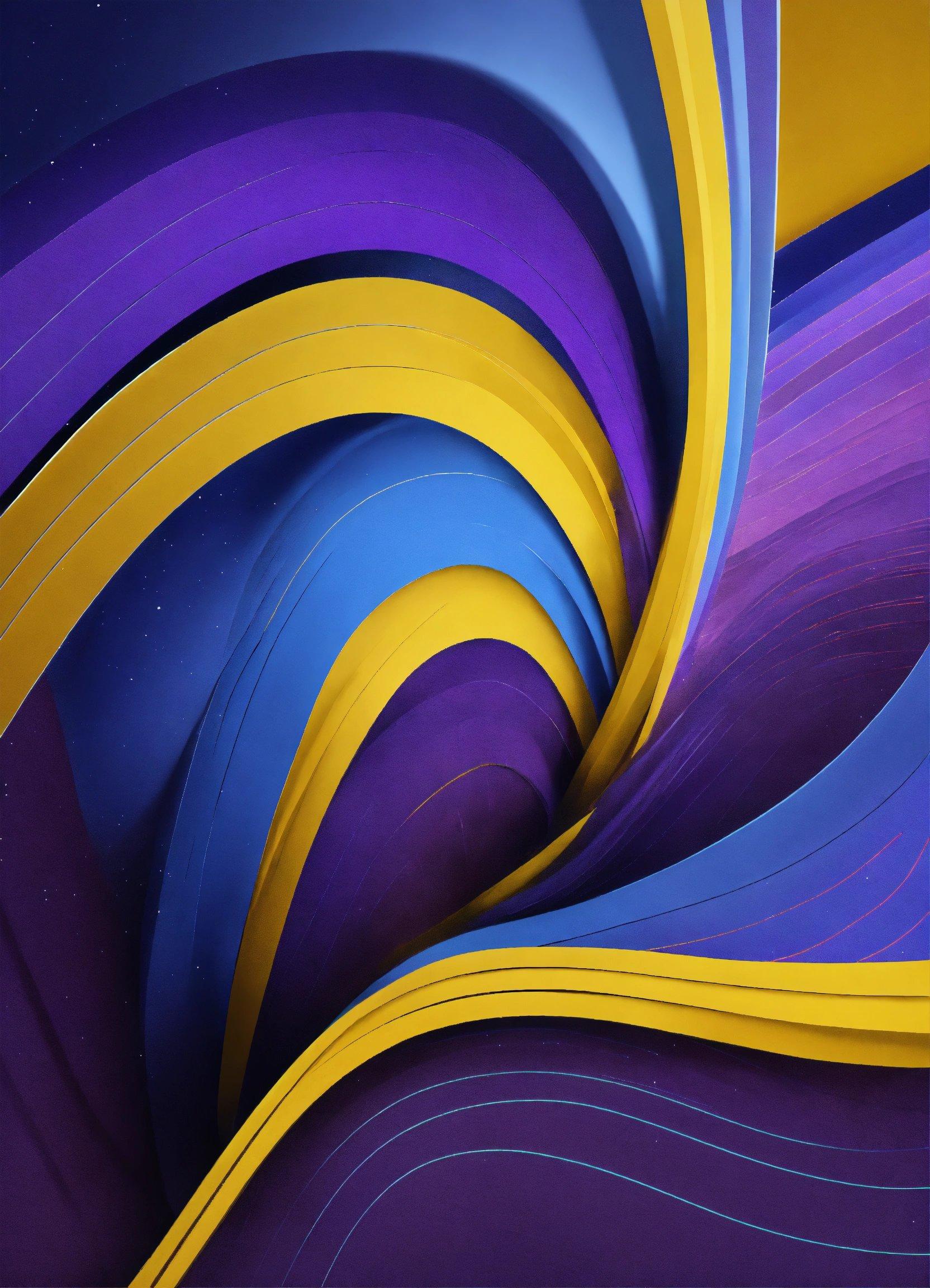 A Purple And Yellow Abstract Background With Curves