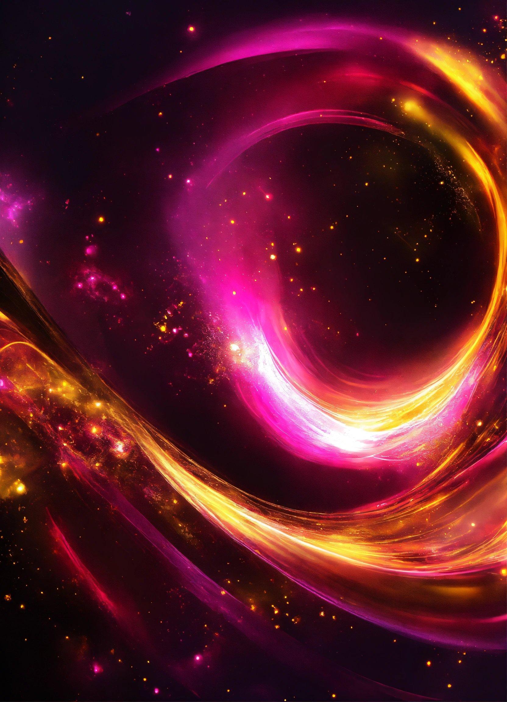 A Purple And Yellow Swirl On A Black Background