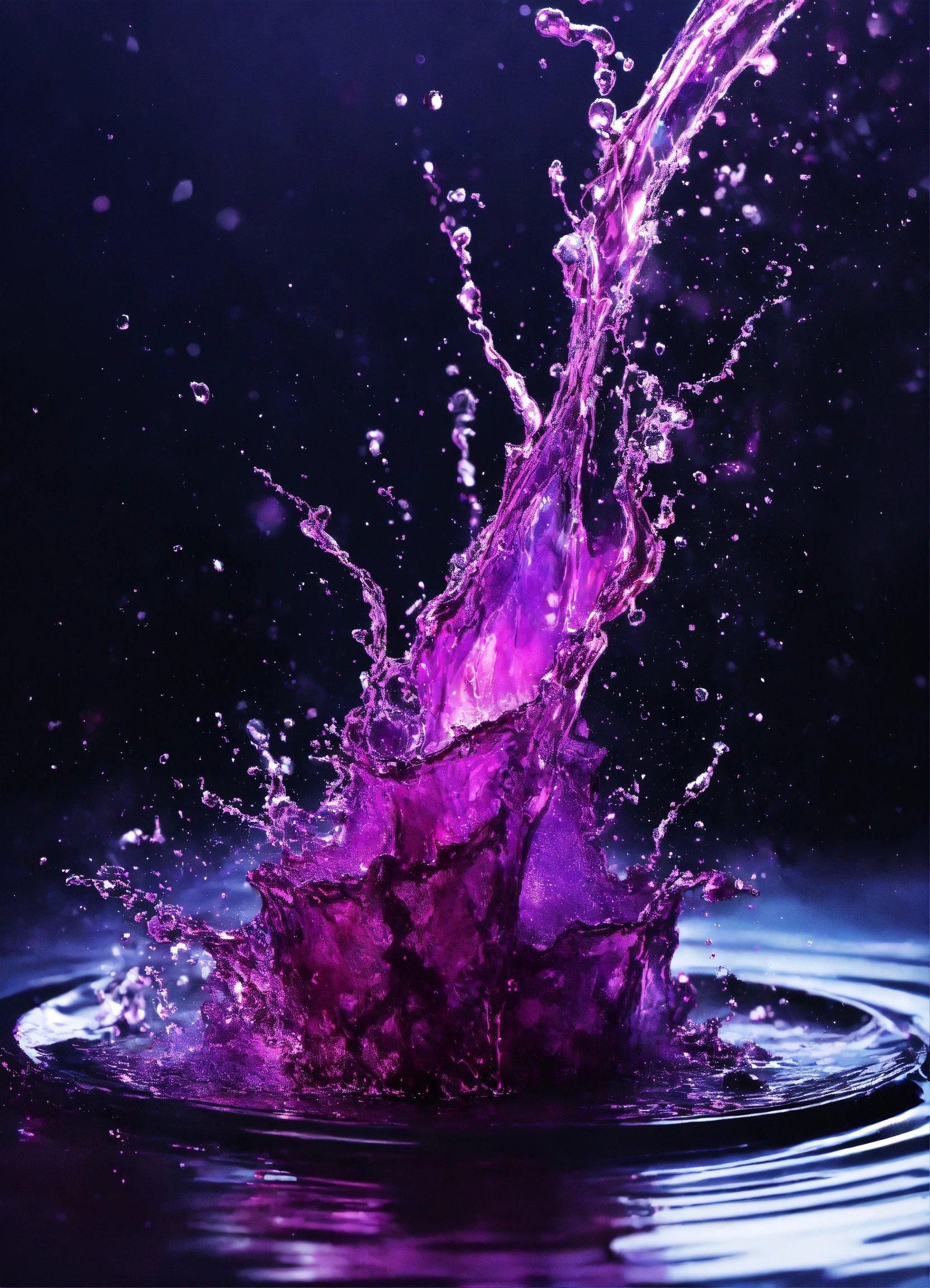 A Purple Splash Of Water On A Black Background