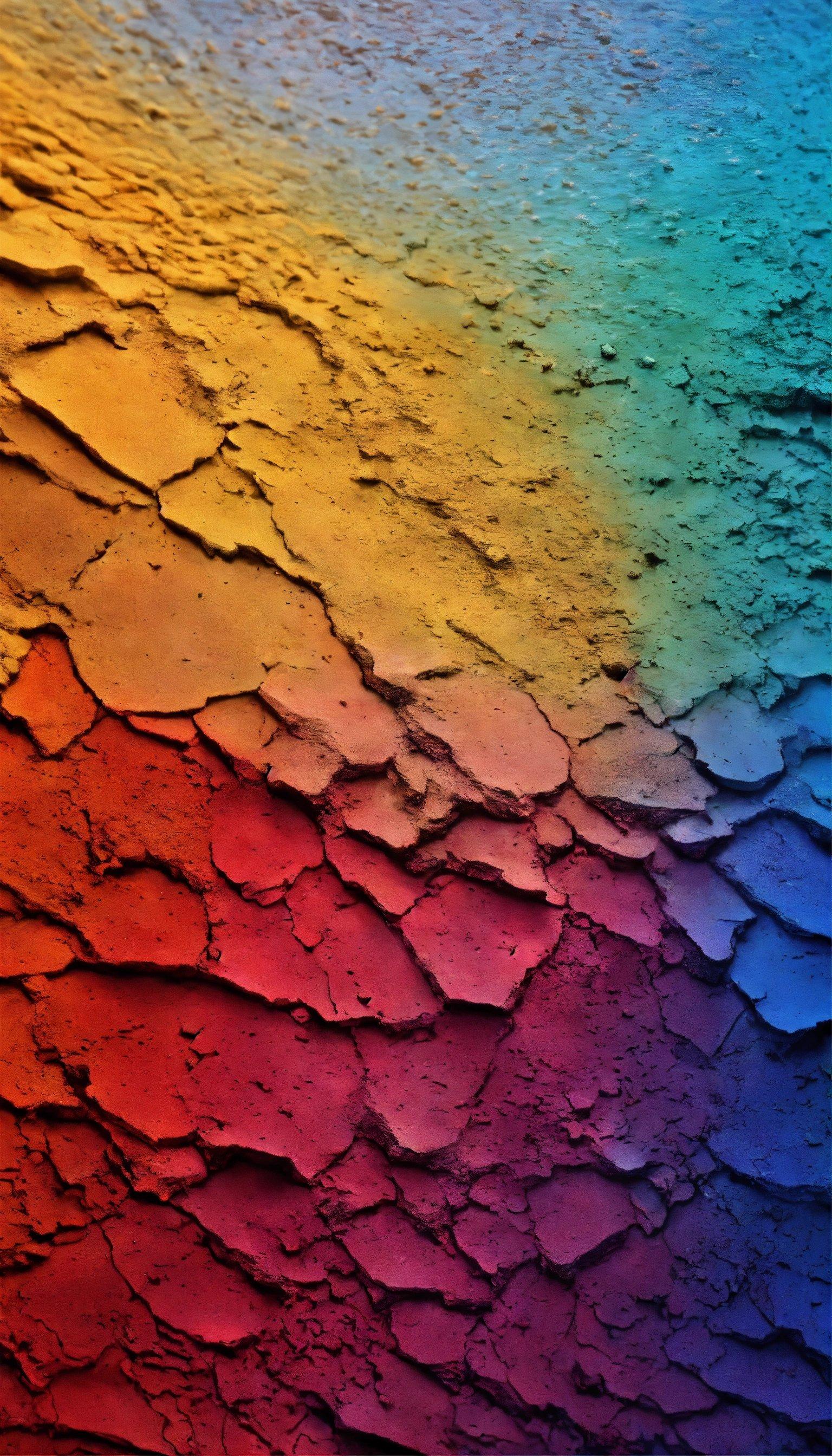 A Rainbow Colored Background With Cracks In It