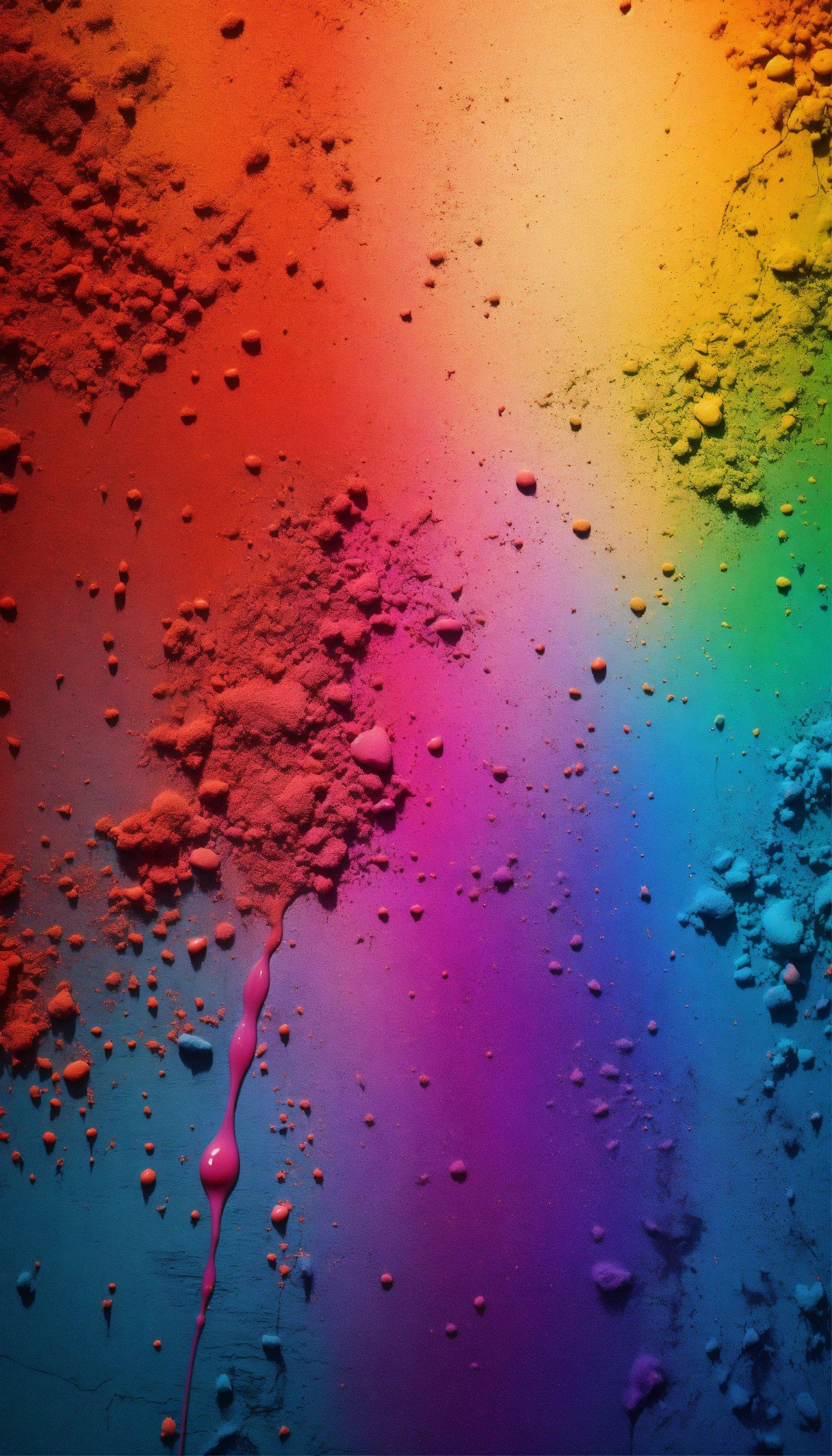 A Rainbow Colored Background With Water Drops