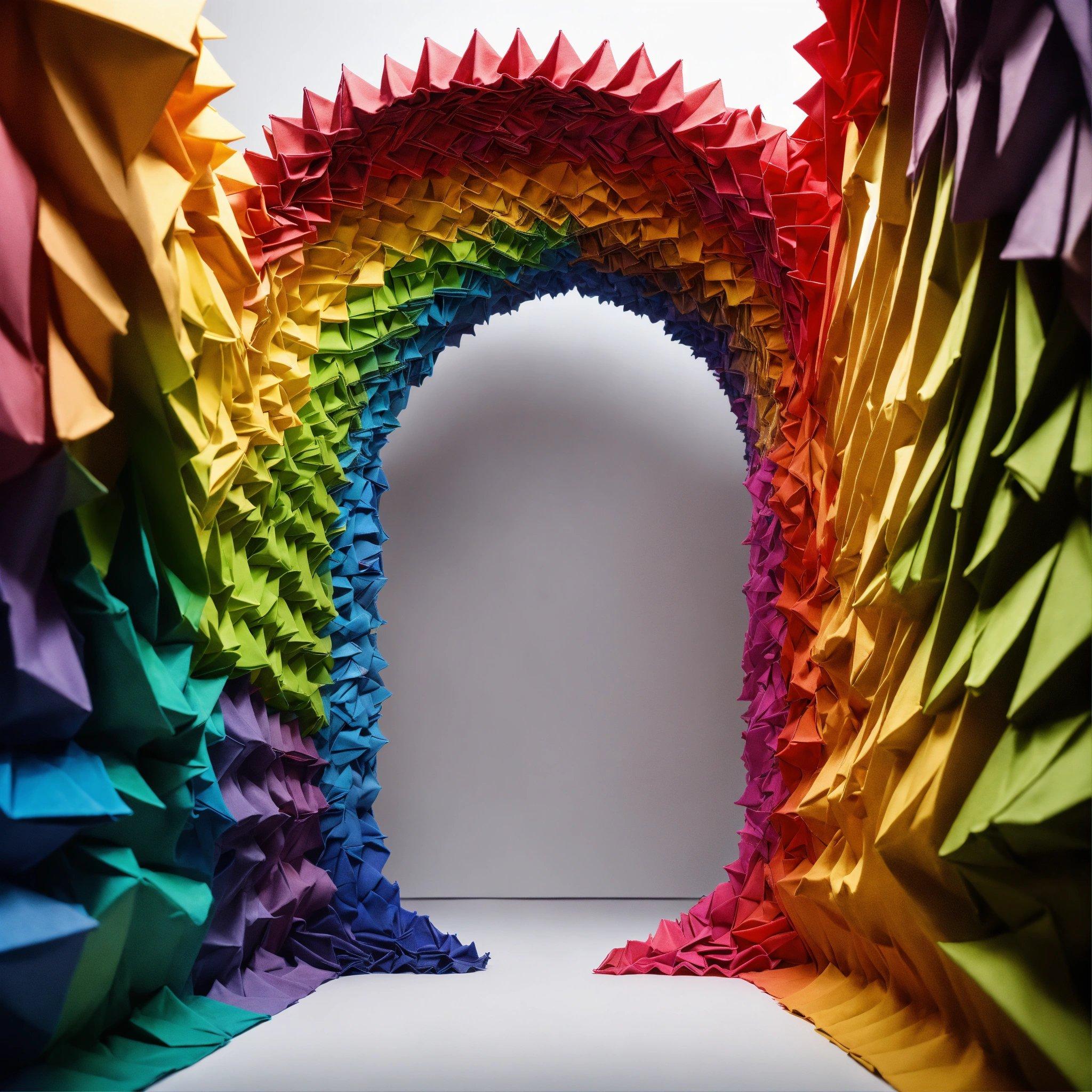 A Rainbow Colored Paper Sculpture With A White Background