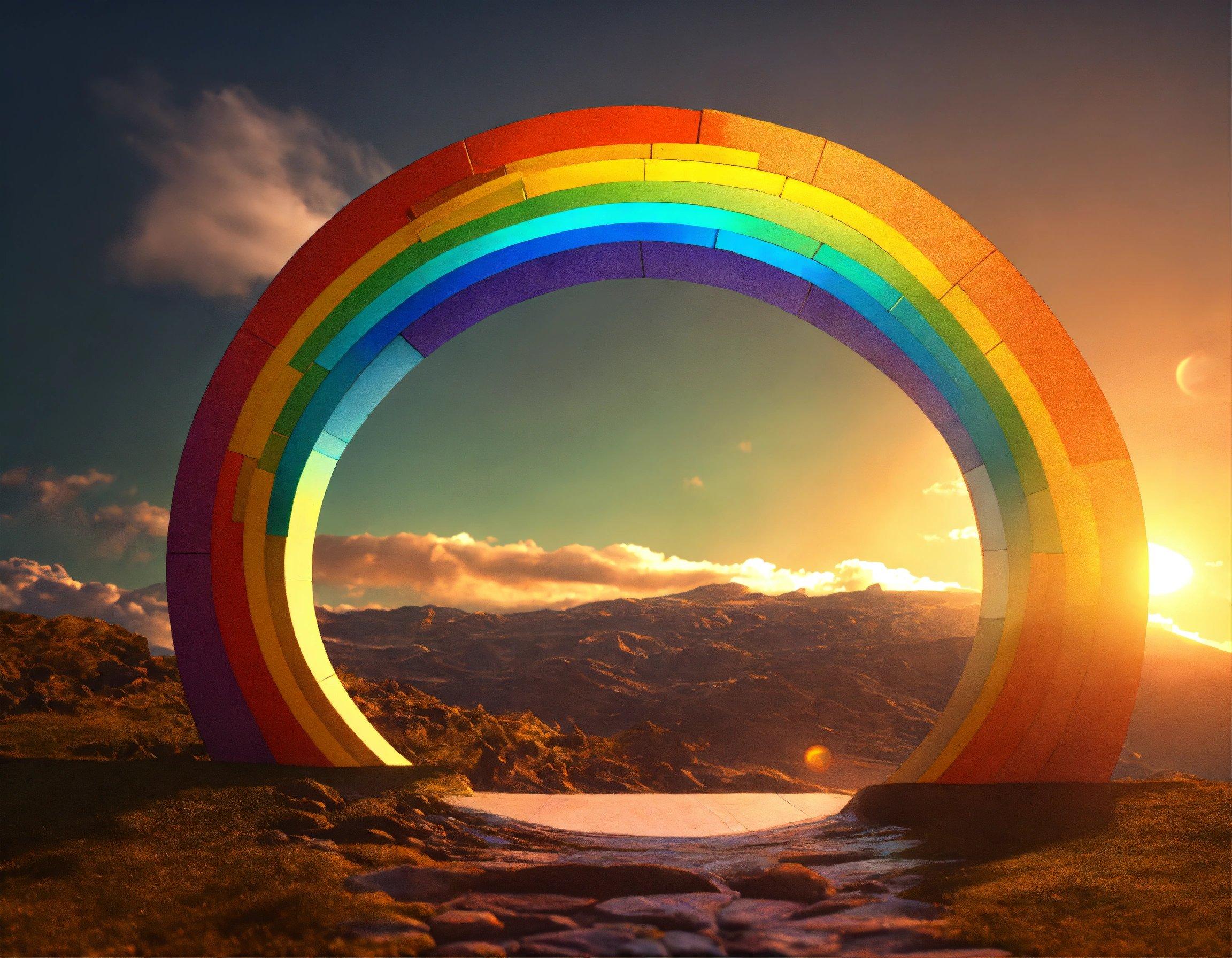 A Rainbow Shaped Arch In The Middle Of A Mountain