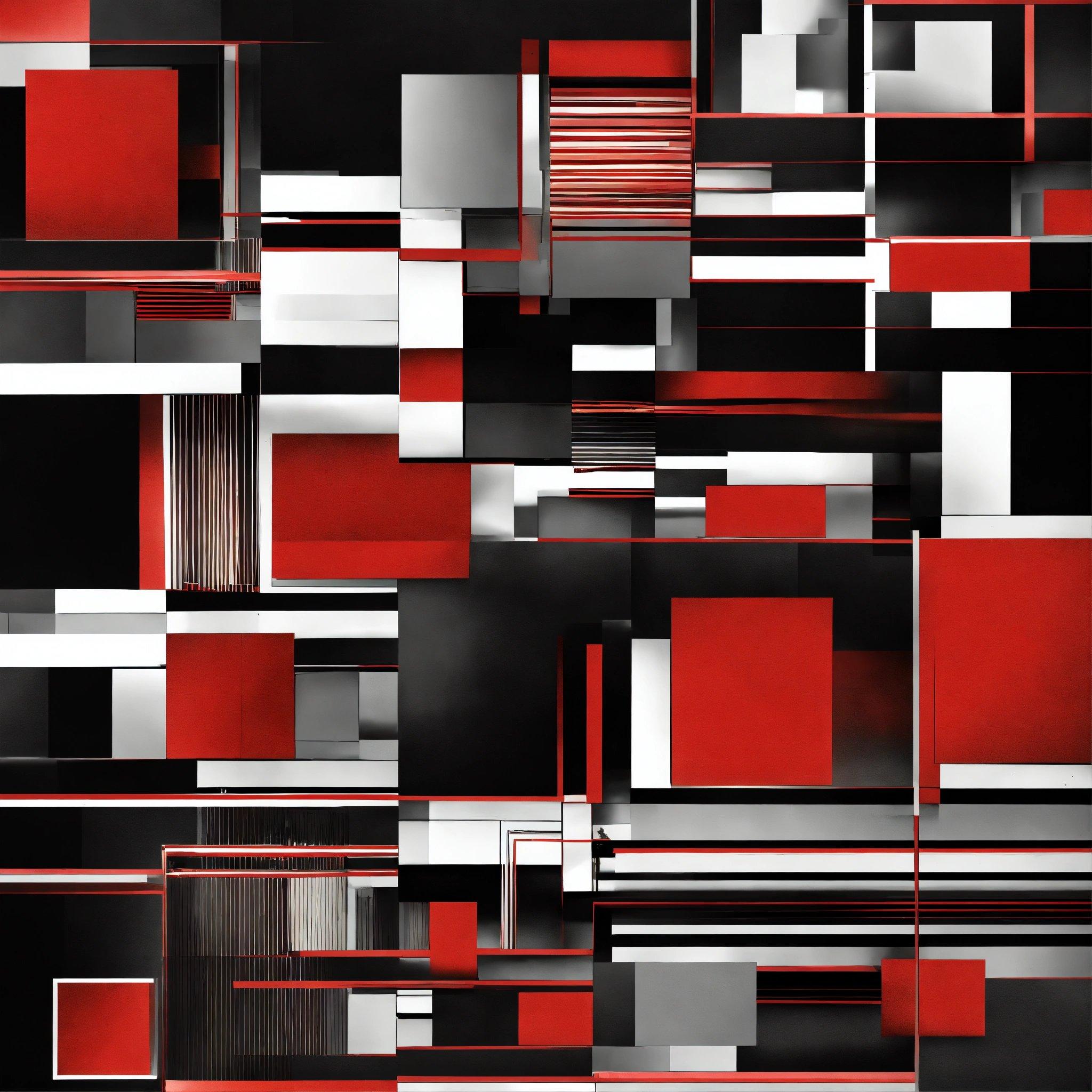 A Red And Black Abstract Background With Squares And Rectangles