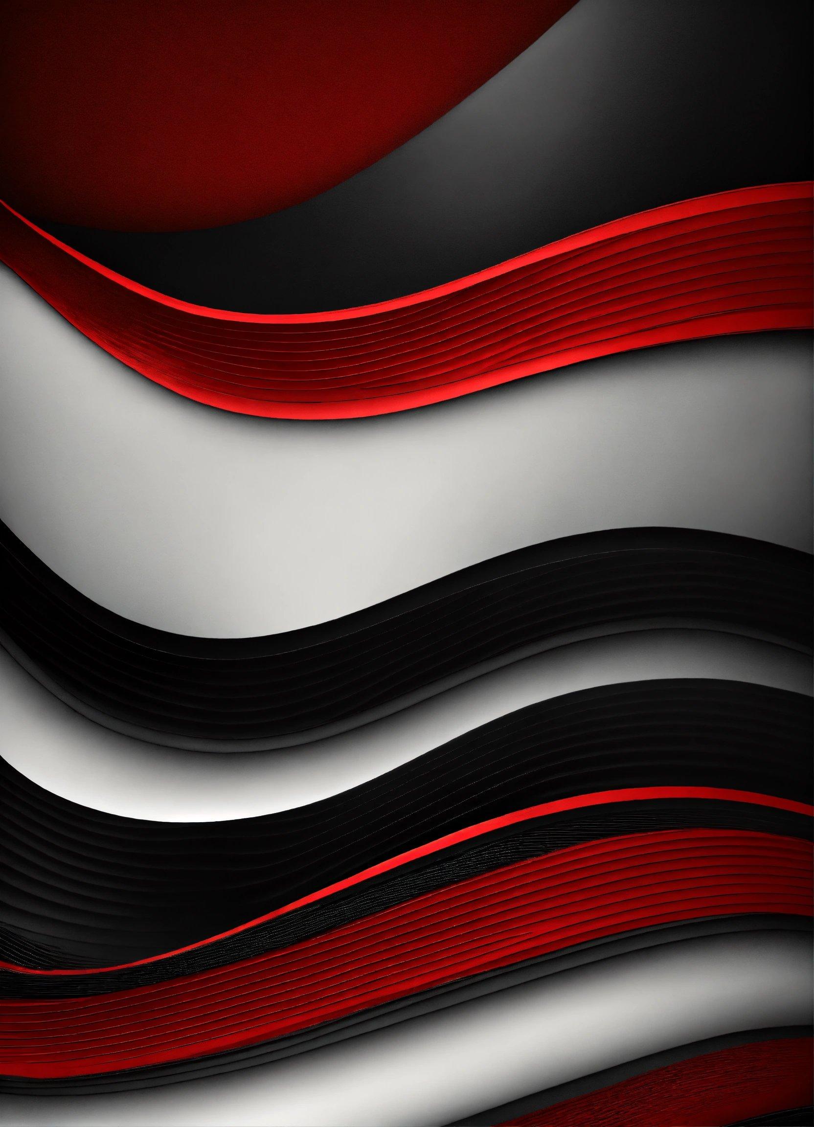 A Red And Black Abstract Background With Wavy Lines