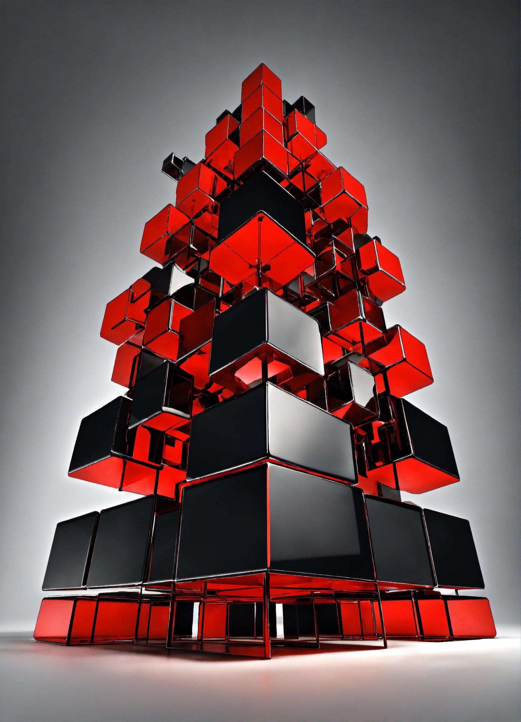 A Red And Black Object Is Stacked On Top Of Each Other