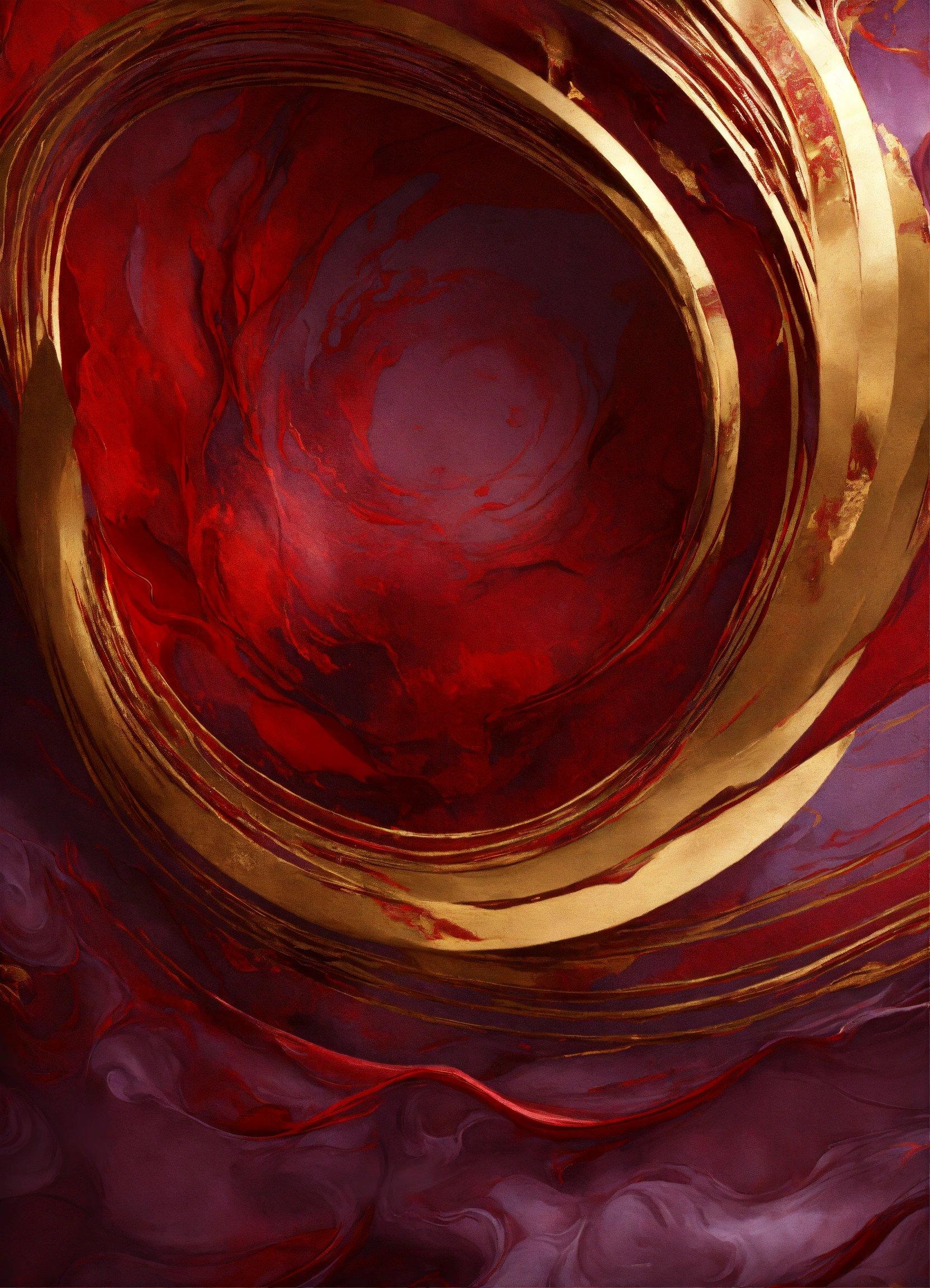 A Red And Gold Background With A Circular Design