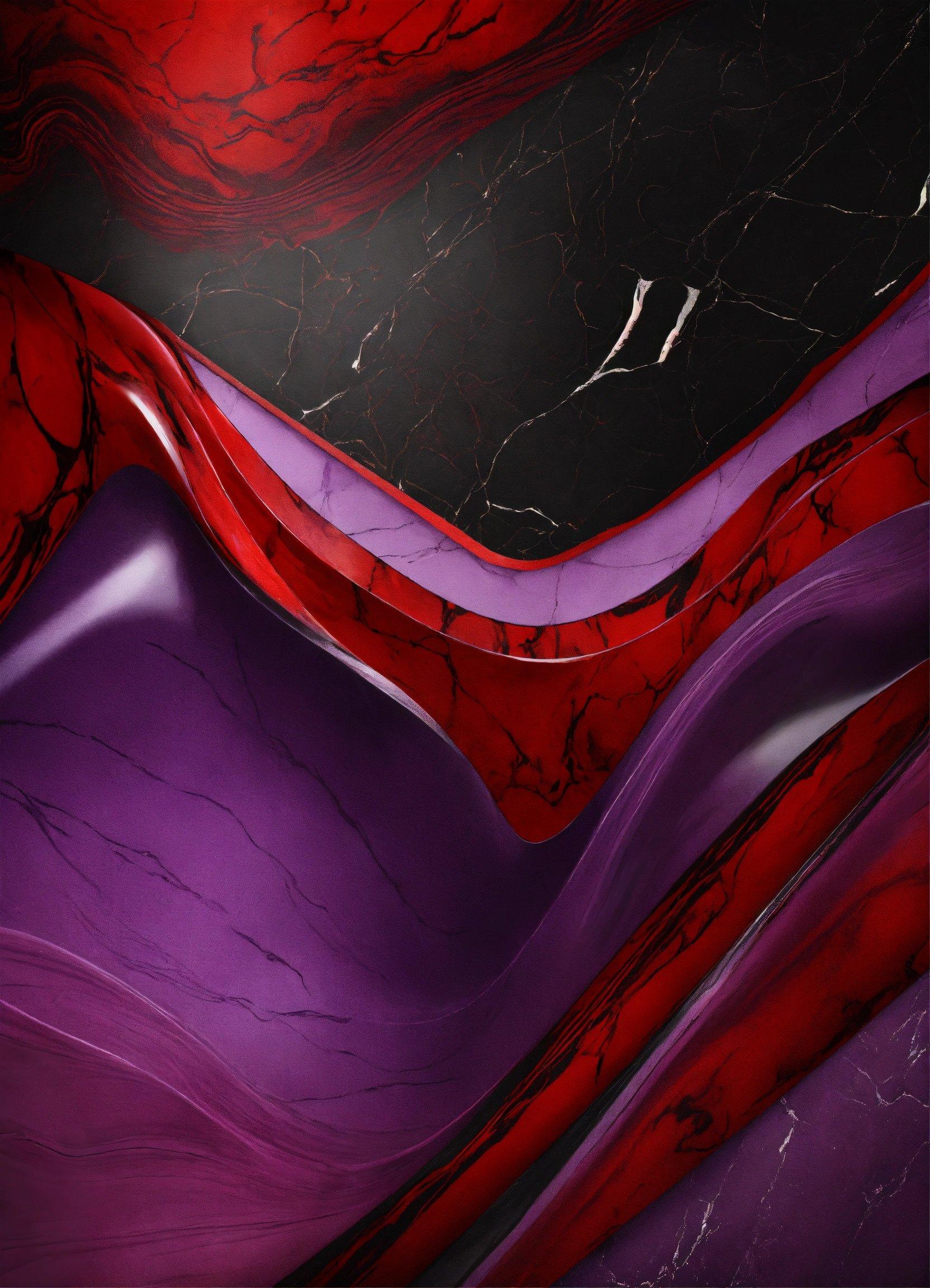 A Red And Purple Abstract Painting With A Black Background