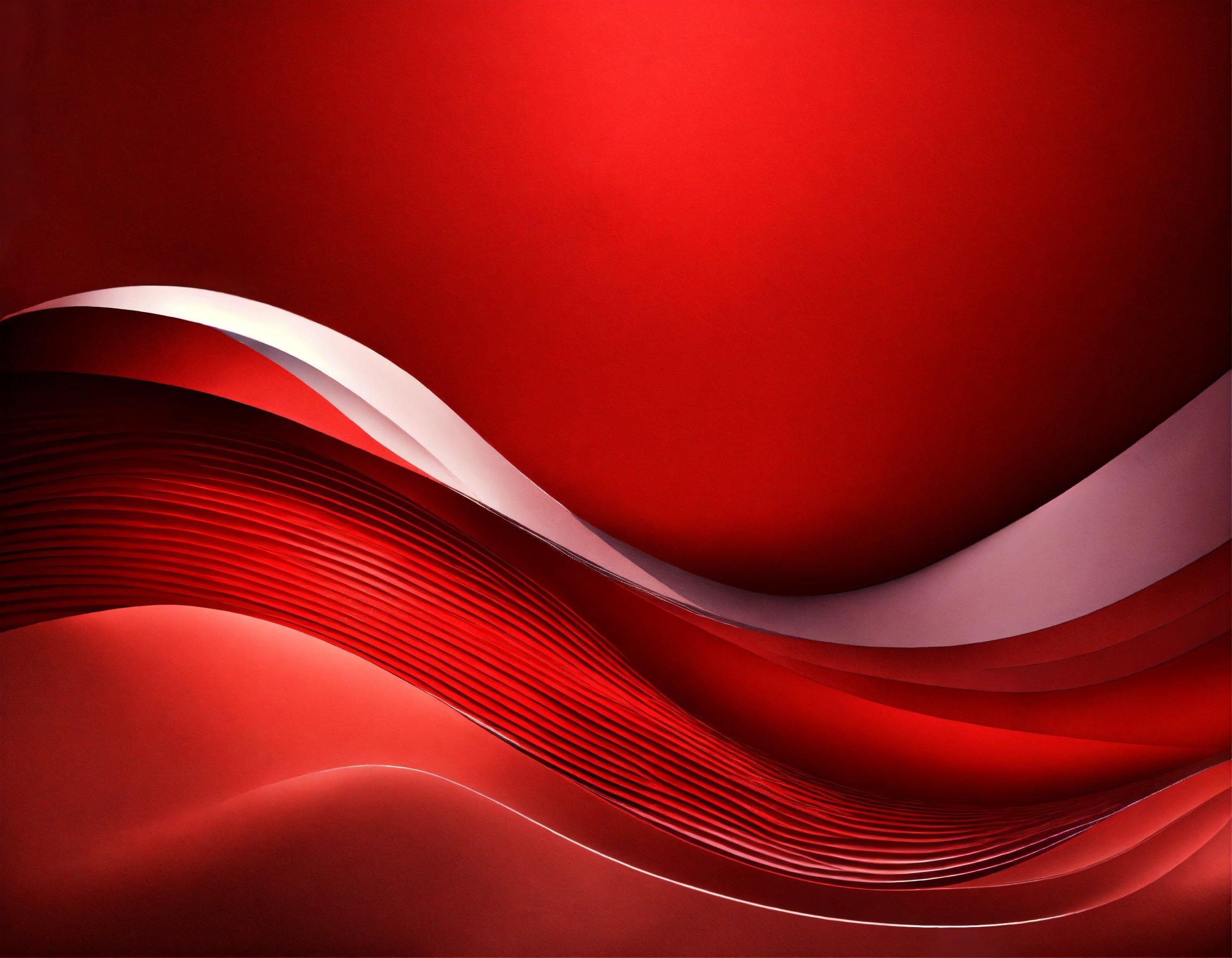 A Red And White Abstract Background With Wavy Lines