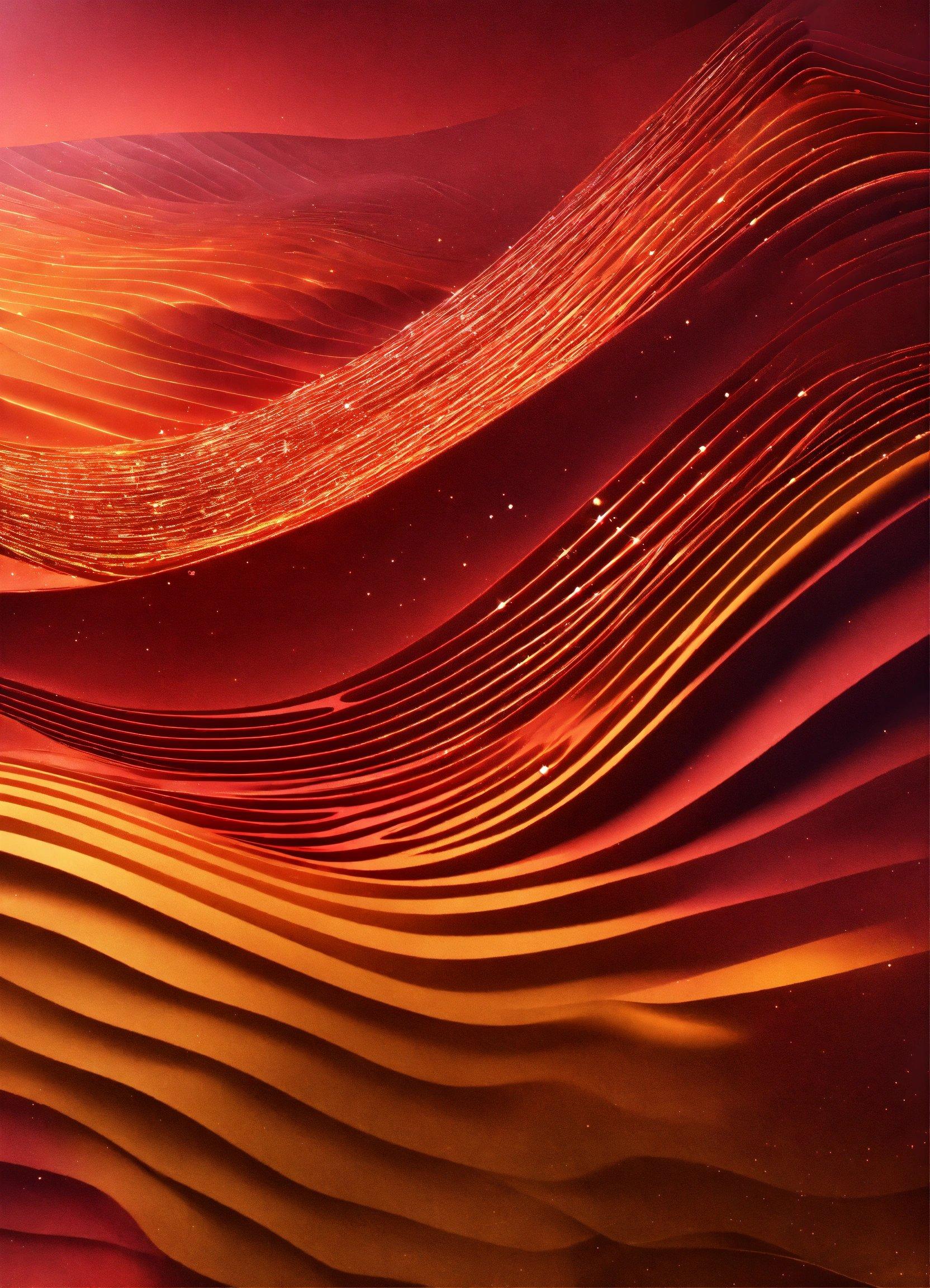 A Red And Yellow Abstract Background With Wavy Lines