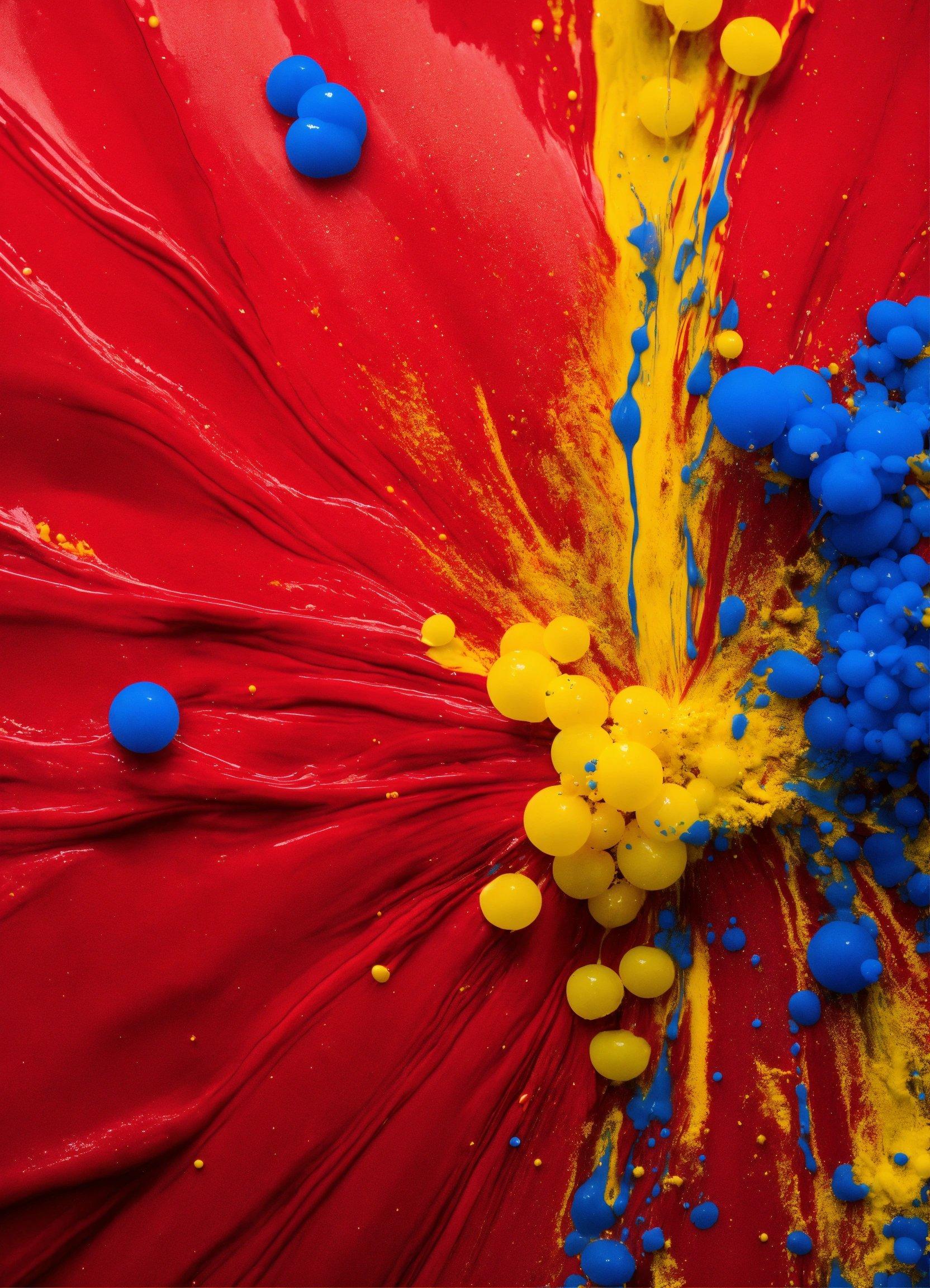 A Red And Yellow Umbrella With Blue And Yellow Sprinkles