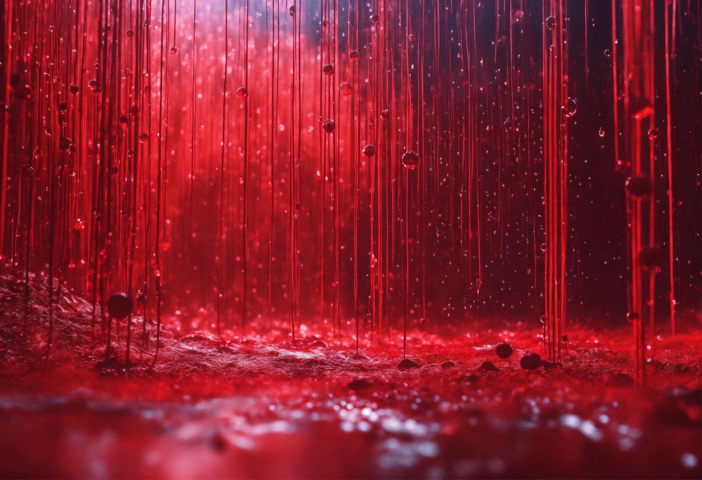 A Red Rain Shower With Water Droplets On It