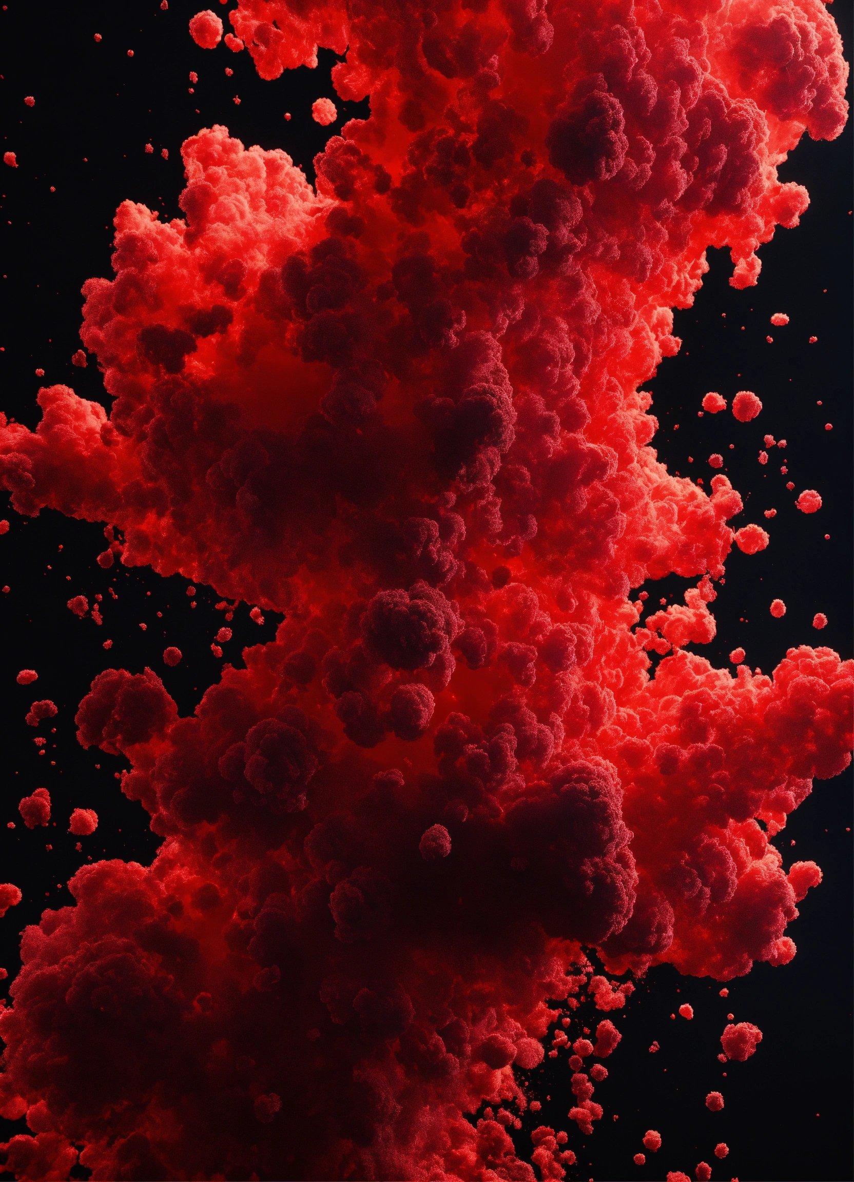 A Red Substance Floating In The Air On A Black Background