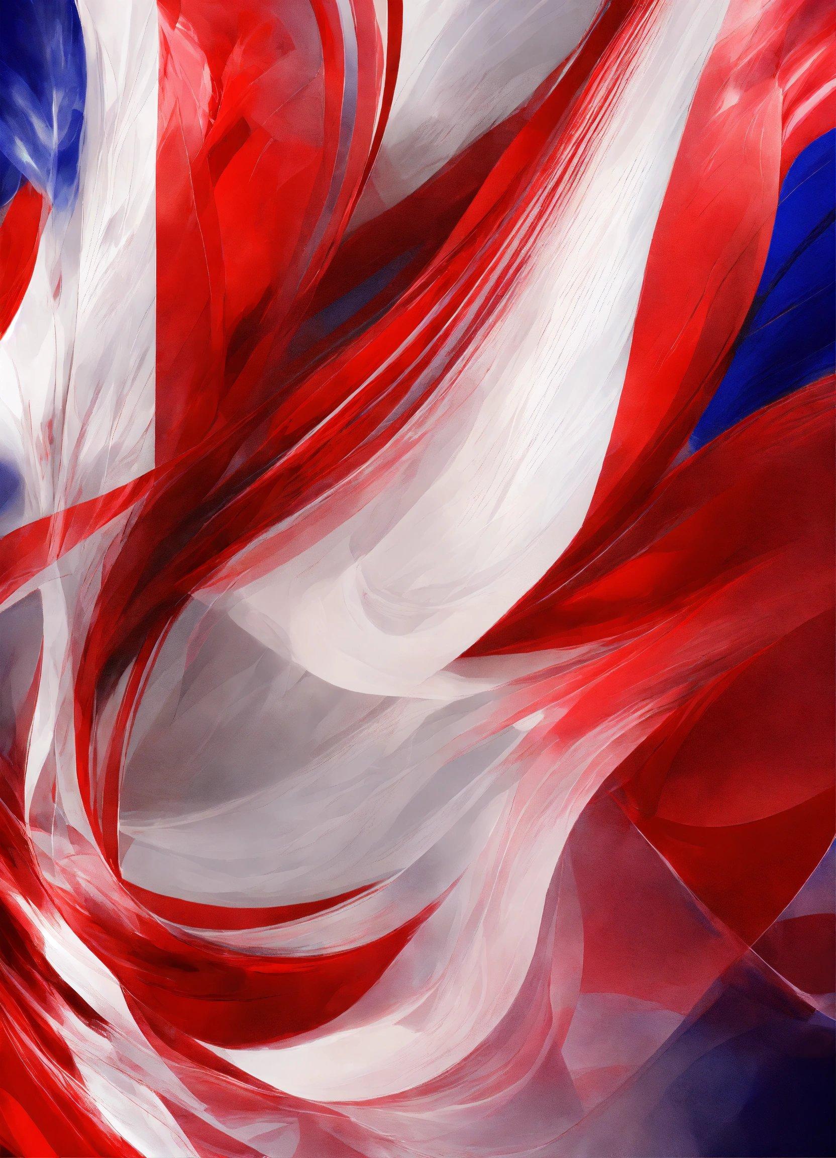 A Red, White And Blue Background With Wavy Lines