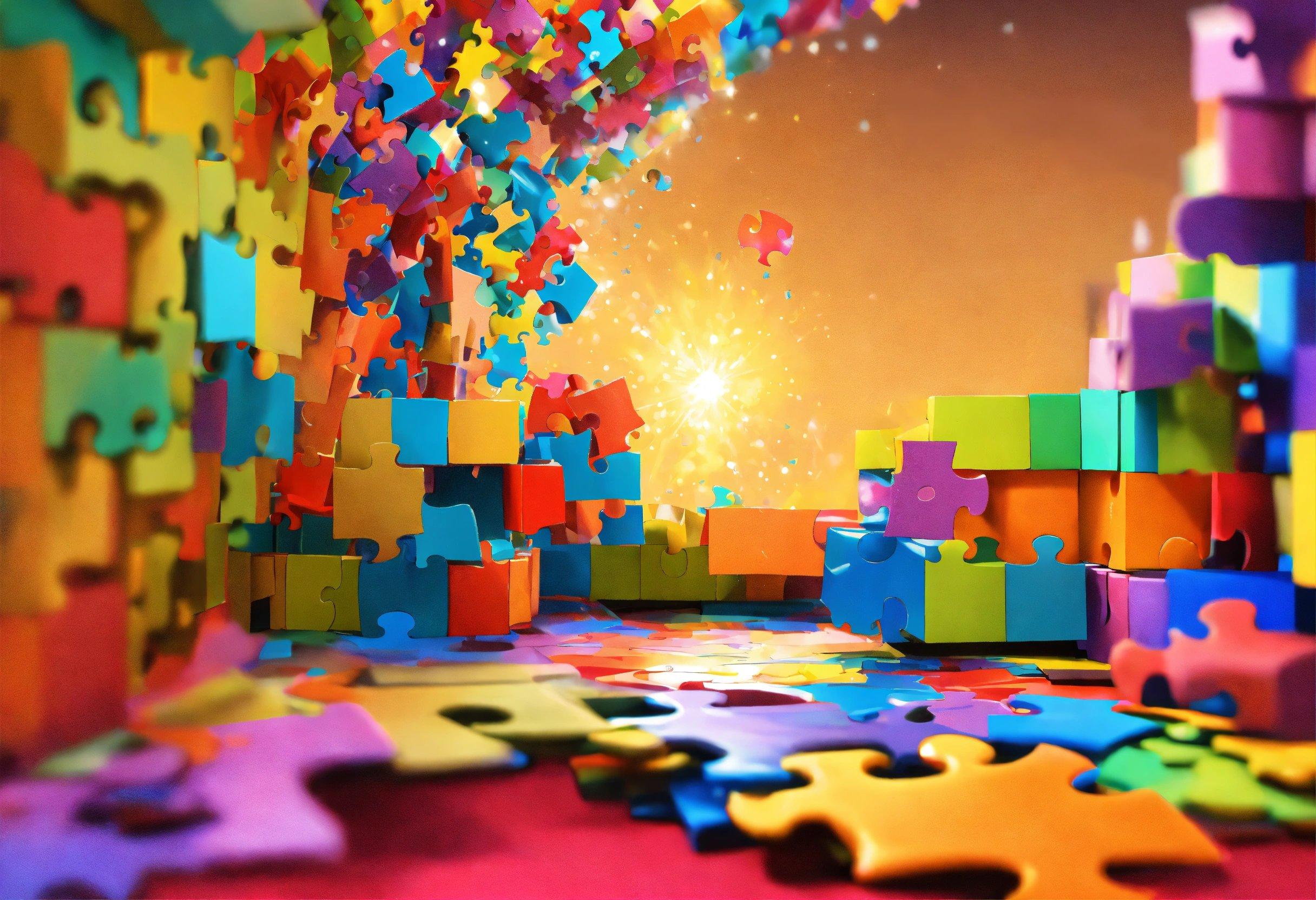 A Room Filled With Lots Of Colorful Puzzle Pieces