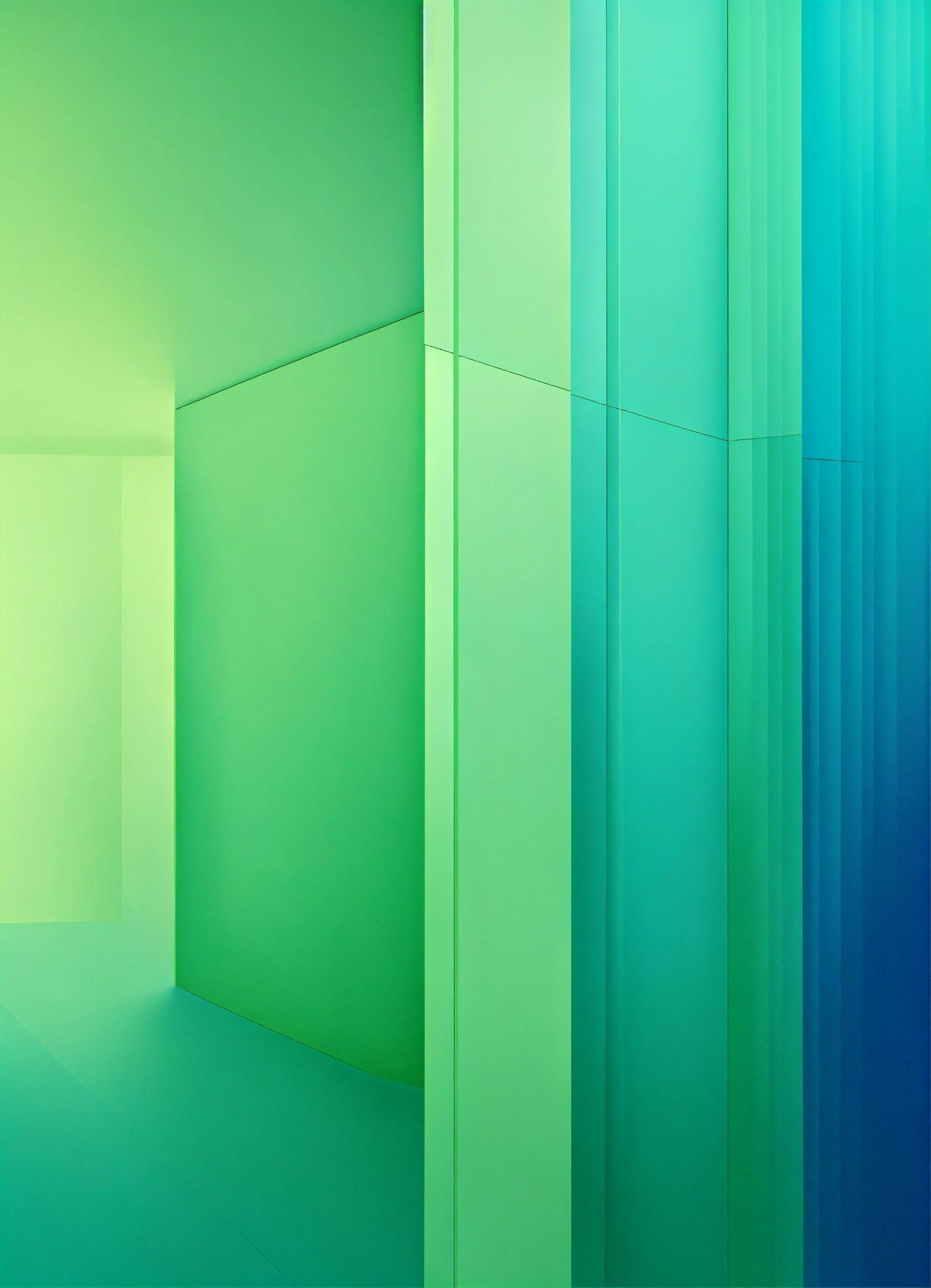 A Room With A Green And Blue Wall